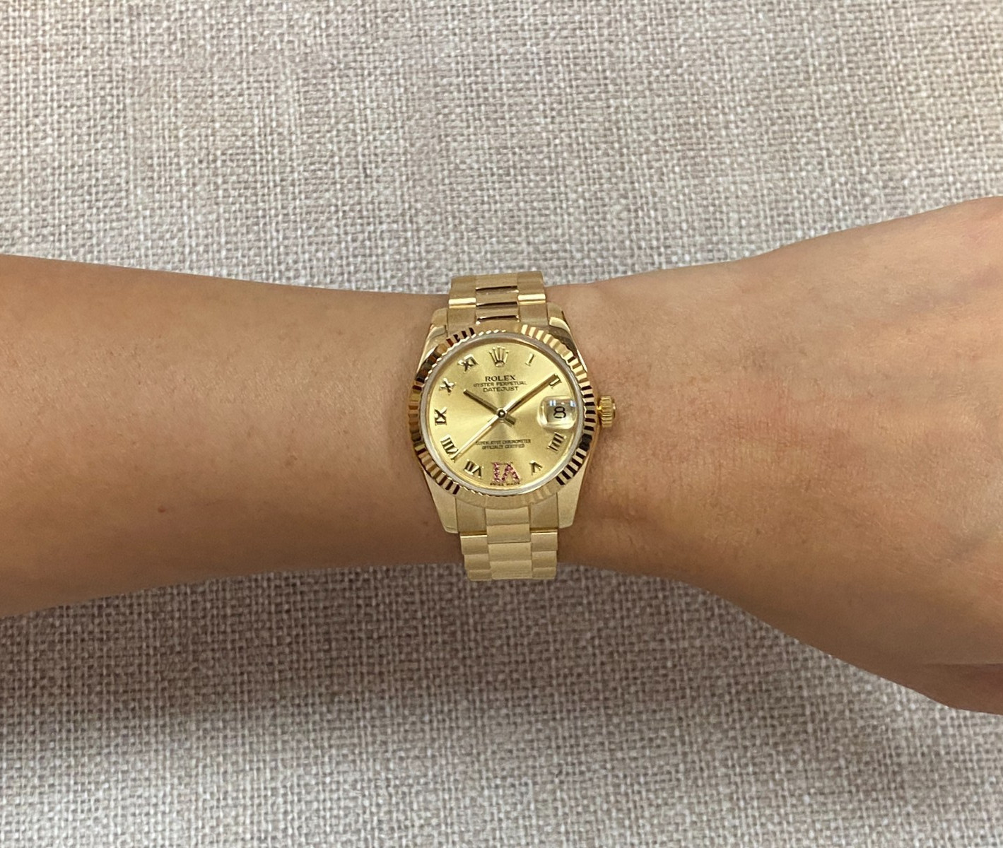 Rolex Datejust President 18k Yellow Gold Ruby VI Ladies 31mm Watch +Card 178278