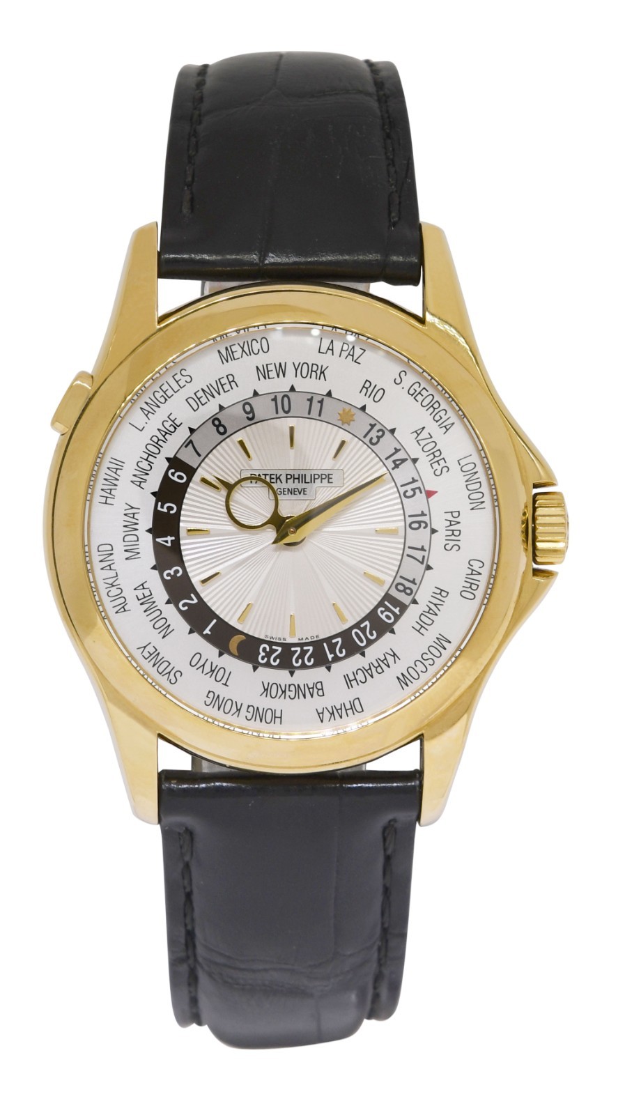 Patek Philippe World Time 5130 Yellow Gold Complications Mens 39.5mm Watch 5130J
