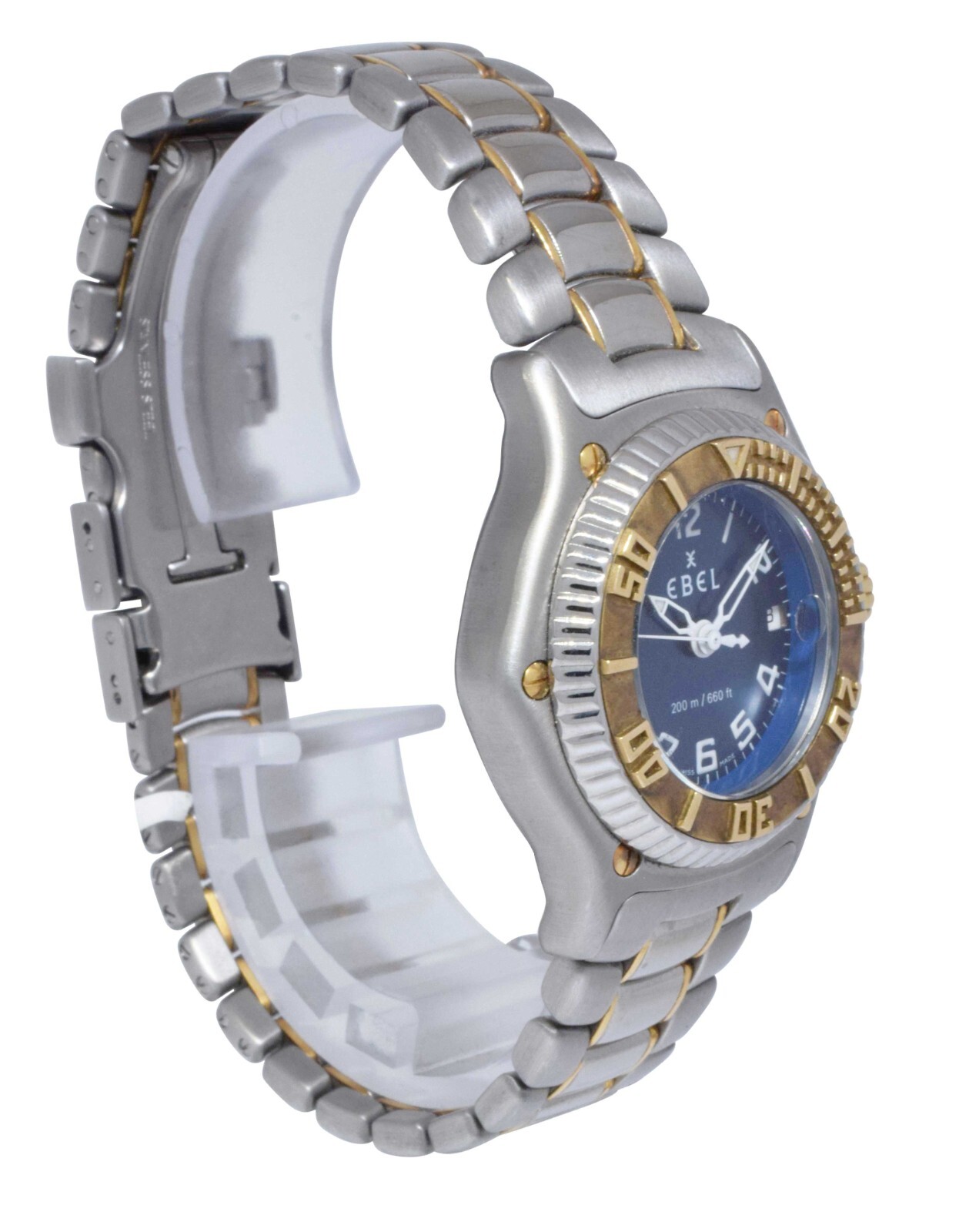 Ebel Discovery 18k Yellow Gold/Steel Blue Dial Ladies 30mm Quartz Watch 1087321