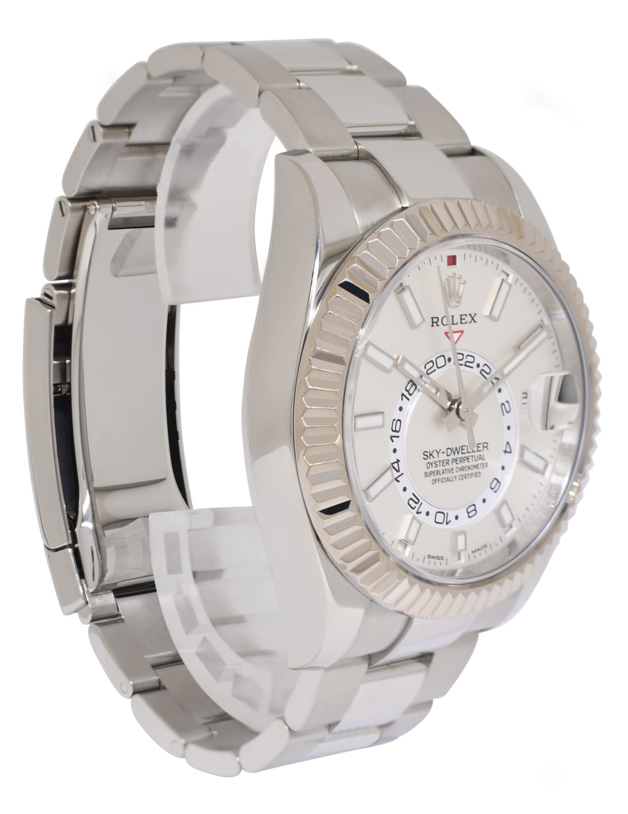 Rolex Sky-Dweller Steel & 18k Gold Bezel White Dial 42mm Watch B/P '22 326934