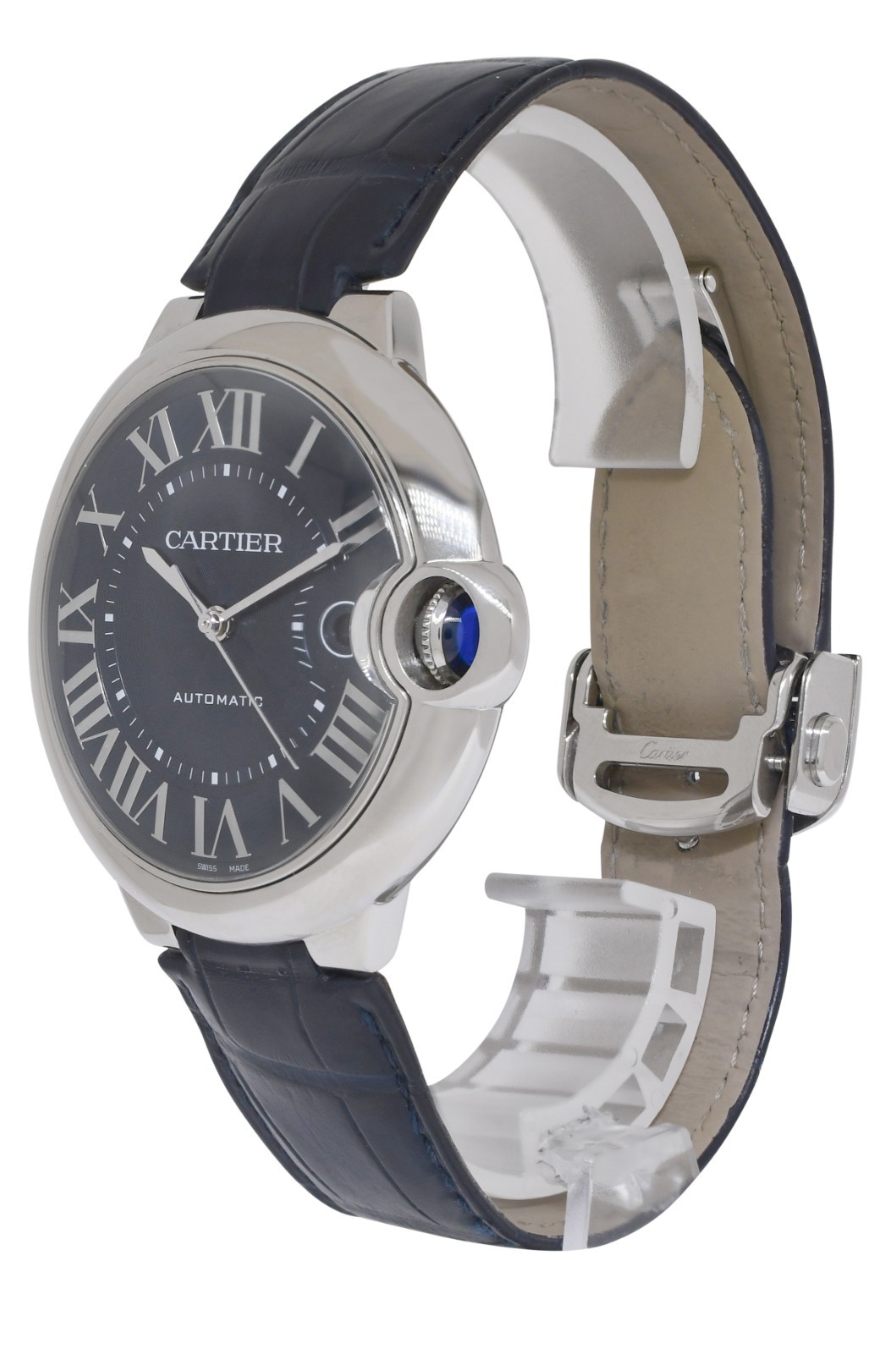 Cartier Ballon Bleu 42mm Steel Blue Dial Mens Automatic Watch WSBB0027 3765