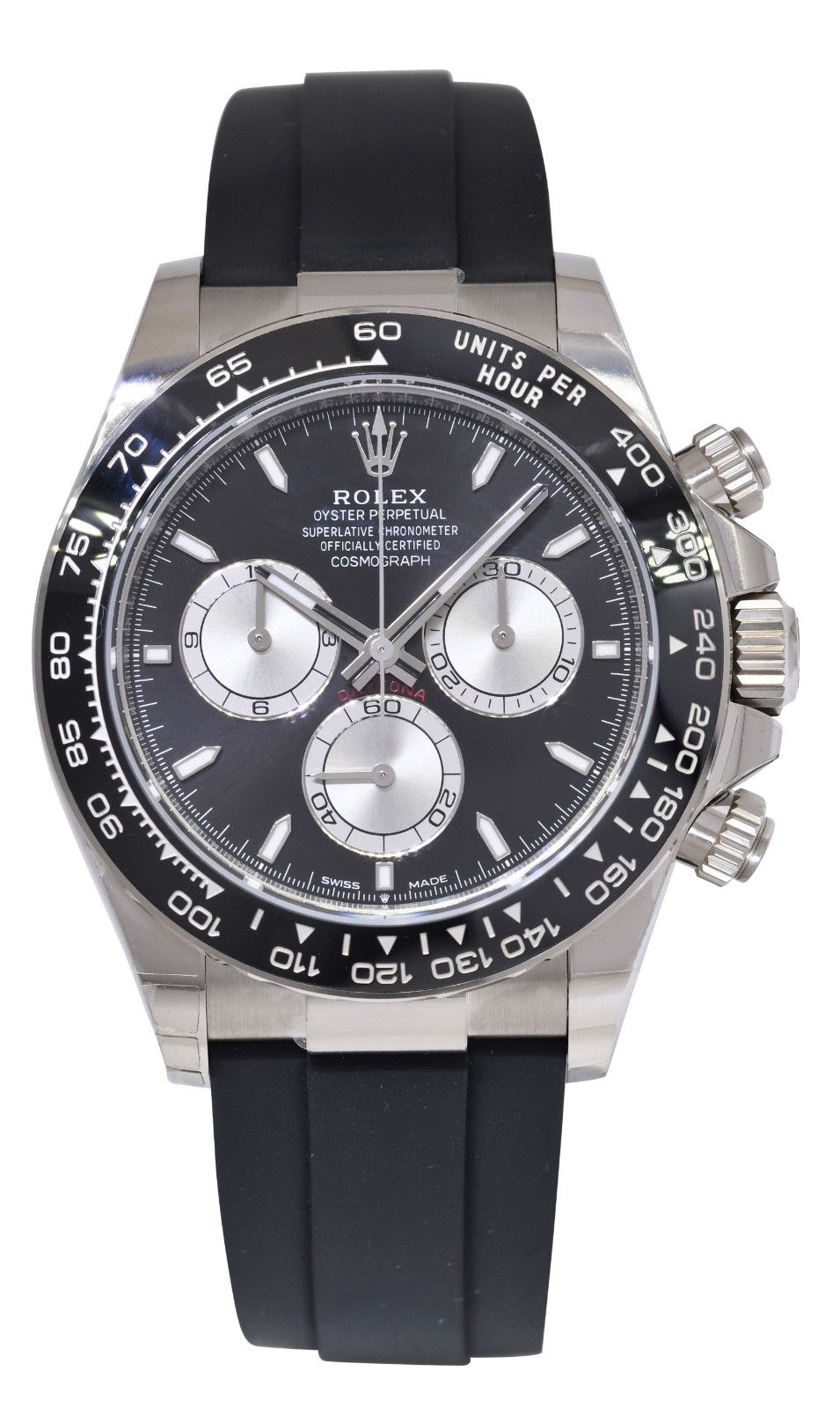 NEW Rolex Daytona 18k Whie Gold Black Dial Oysterflex 40mm Watch B/P '25 126519