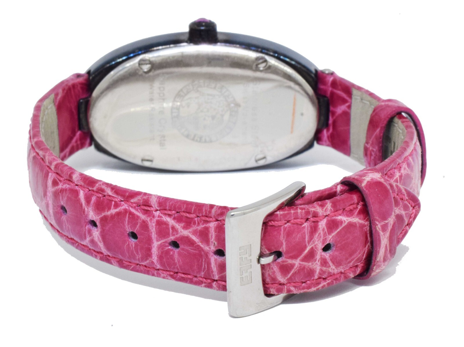 Effy Pink Sapphire Steel PVD MOP Ladies Quartz Watch on Leather Strap