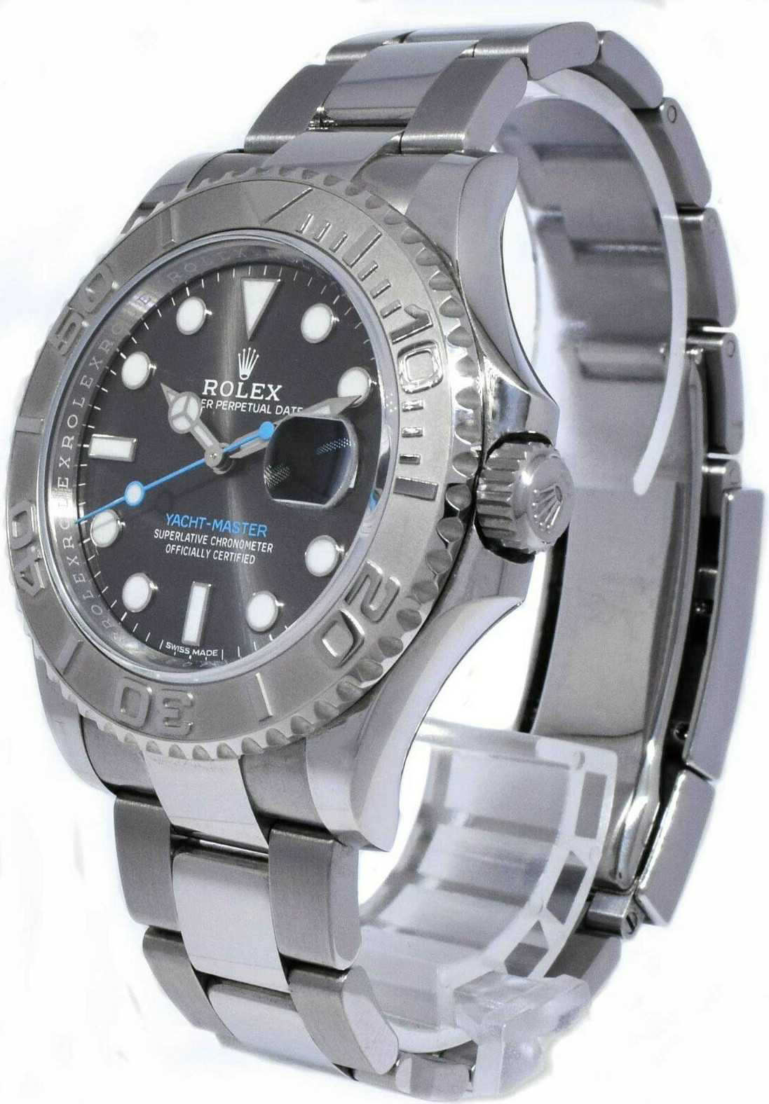 Rolex Yacht-Master 40 Steel & Platinum Rhodium Dial Mens Watch 116622