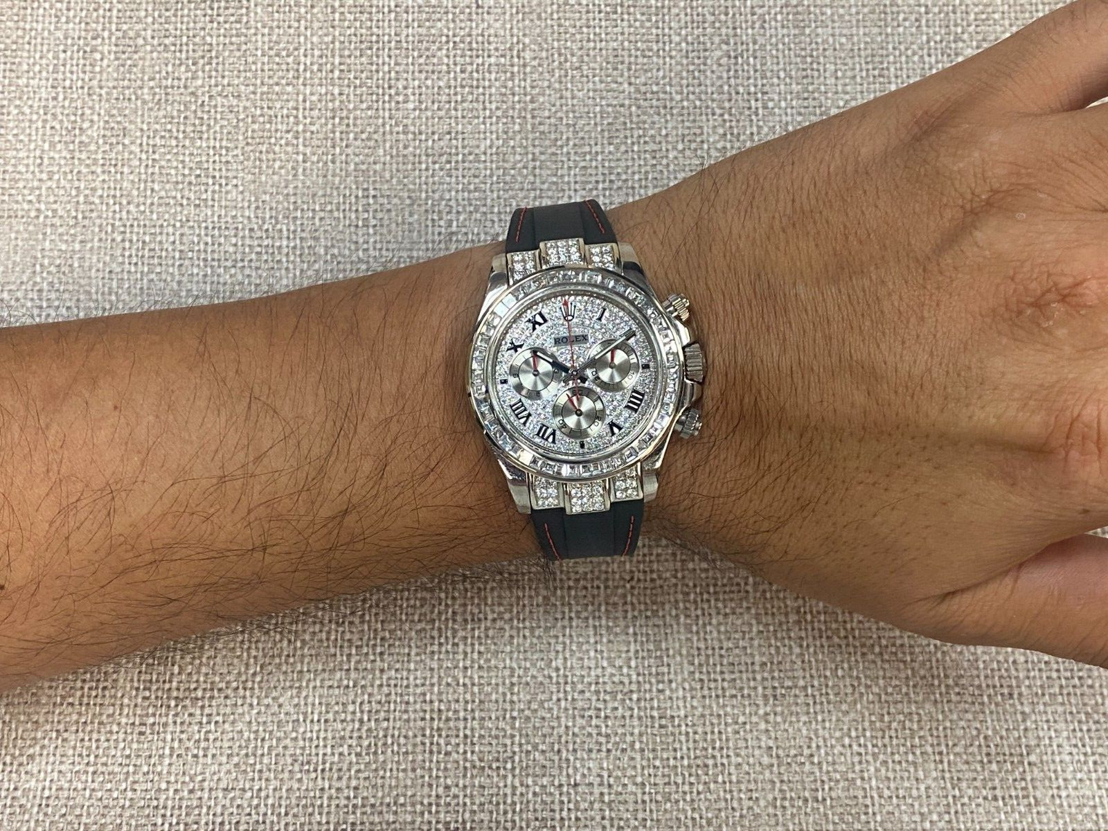 Rolex Daytona Chronograph 18k White Gold & Diamonds 40mm Watch Z 116519
