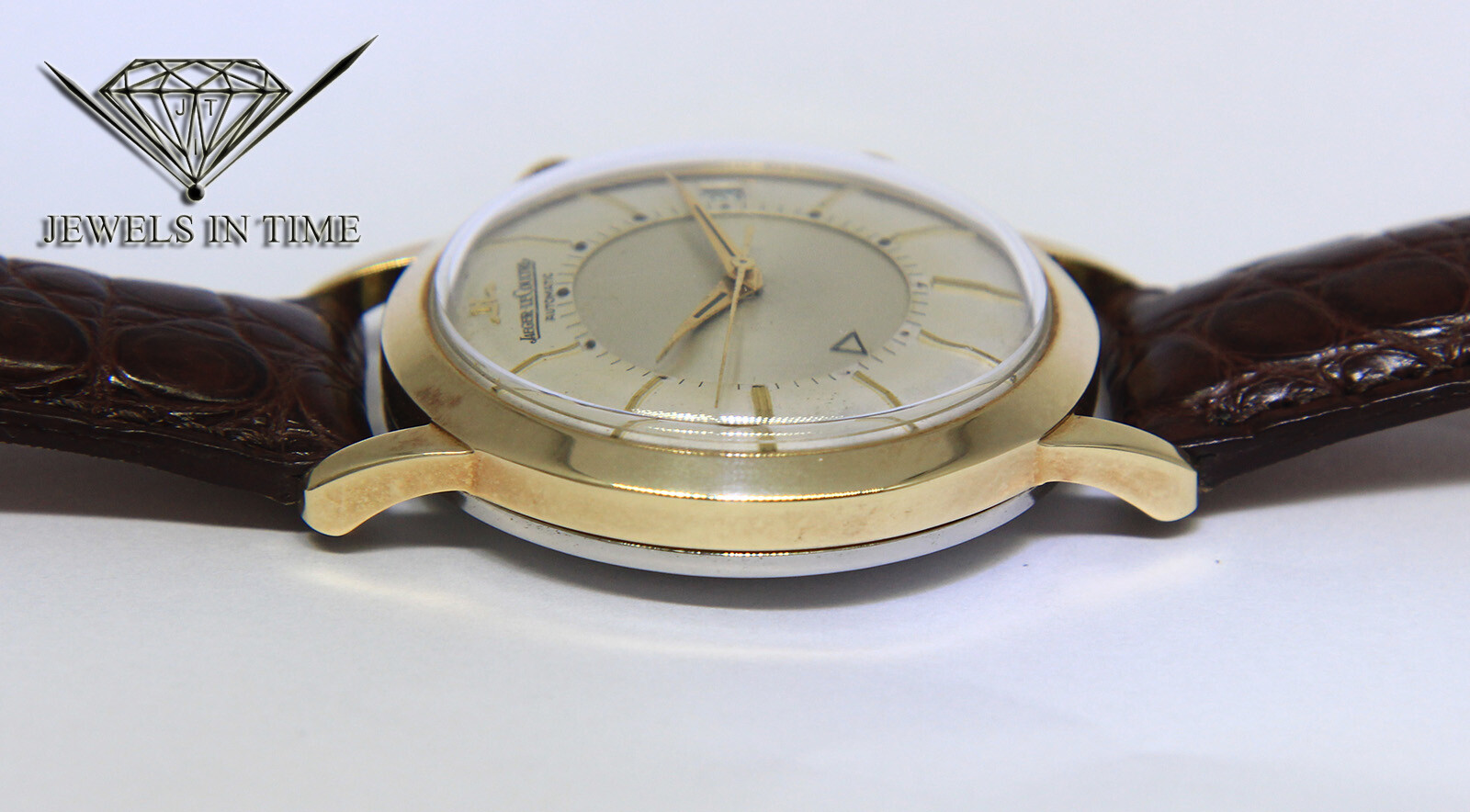 Jaeger LeCoultre Memovox Alarm 18k Gold Shell Vintage Mens 37mm Automatic Watch