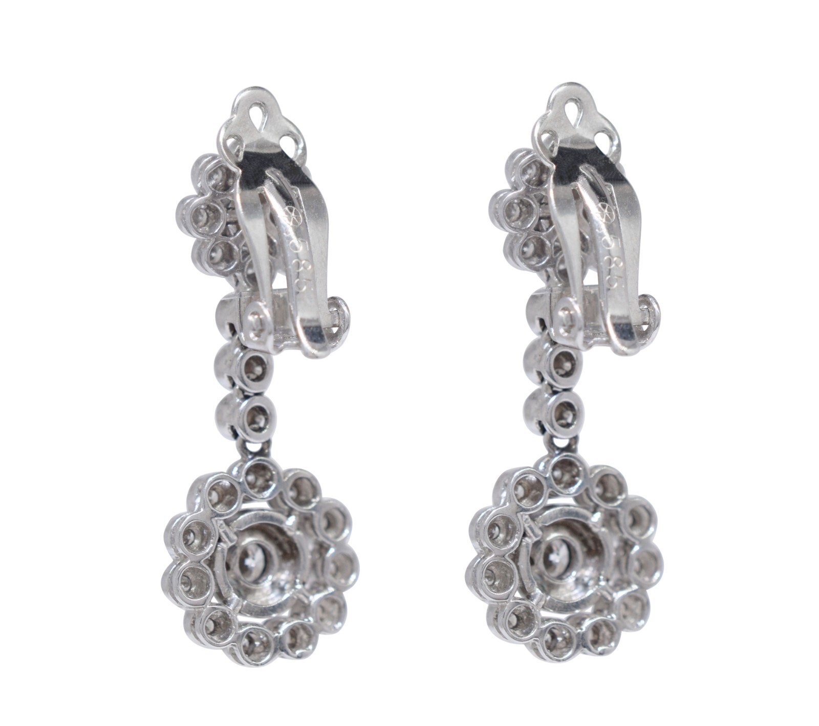 7.58 ct Diamond Flowers Motif 14k White Gold Necklace & Earrings Set