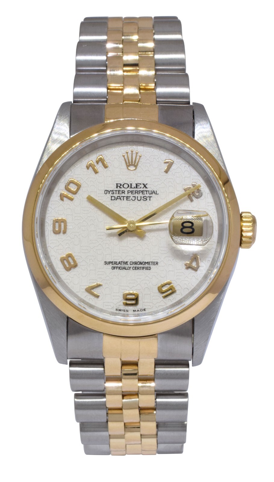 Rolex Datejust 18k Yellow Gold/Steel Silver Jubilee Dial Mens 36mm Watch U 16203 Rolex Datejust 18k Yellow Gold/Steel Silver Jubilee Dial Mens 36mm Watch U 16203