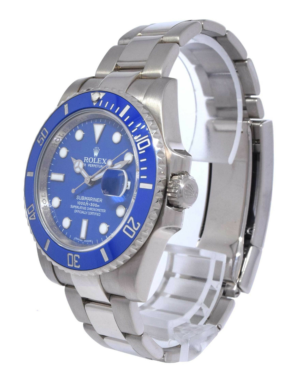 Rolex Submariner "Smurf" 18k White Gold Blue Ceramic 40mm Watch B/P V 116619
