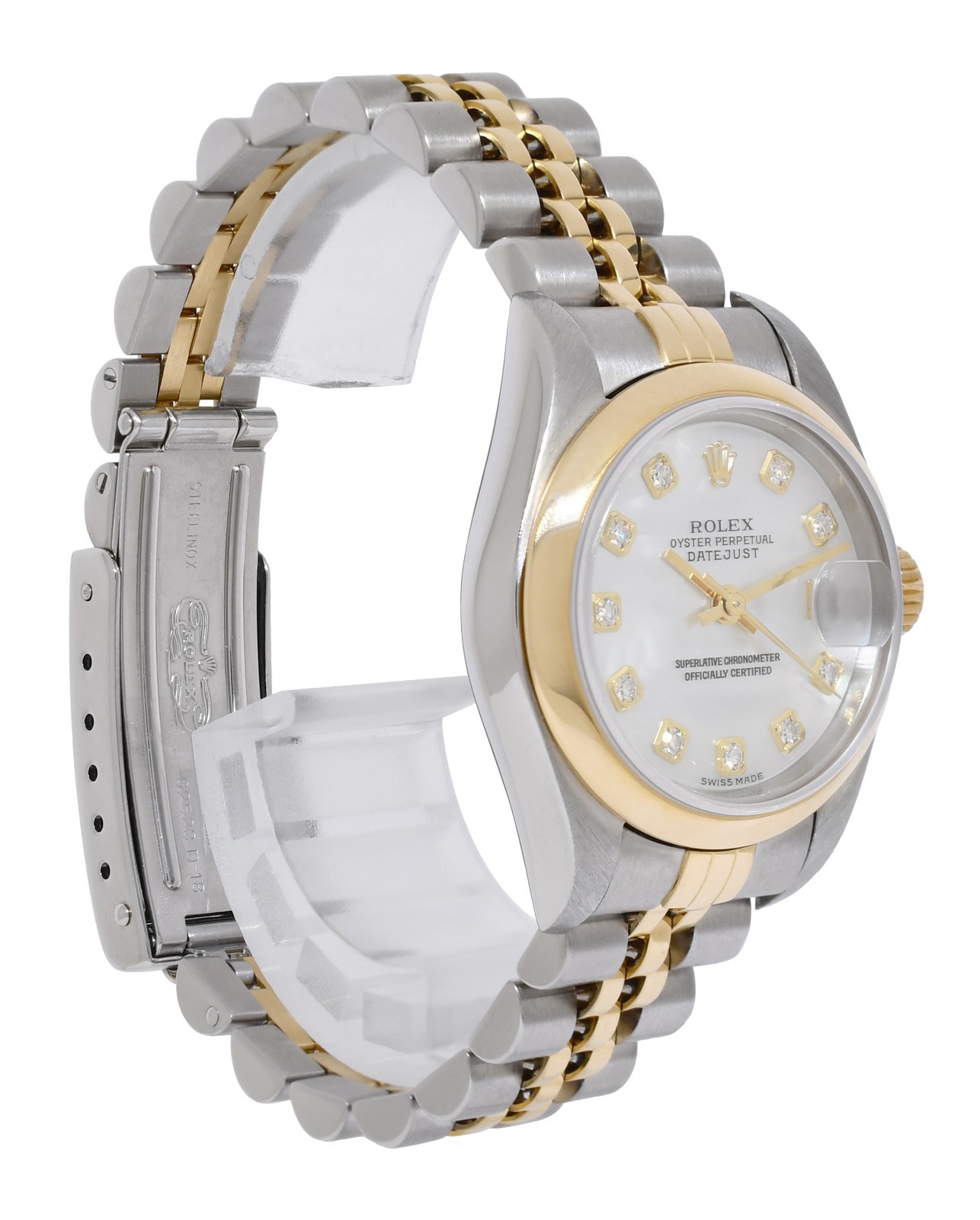 Rolex Datejust 18k Yellow Gold/Steel MOP Diamond Dial Ladies 26mm Watch F 79163