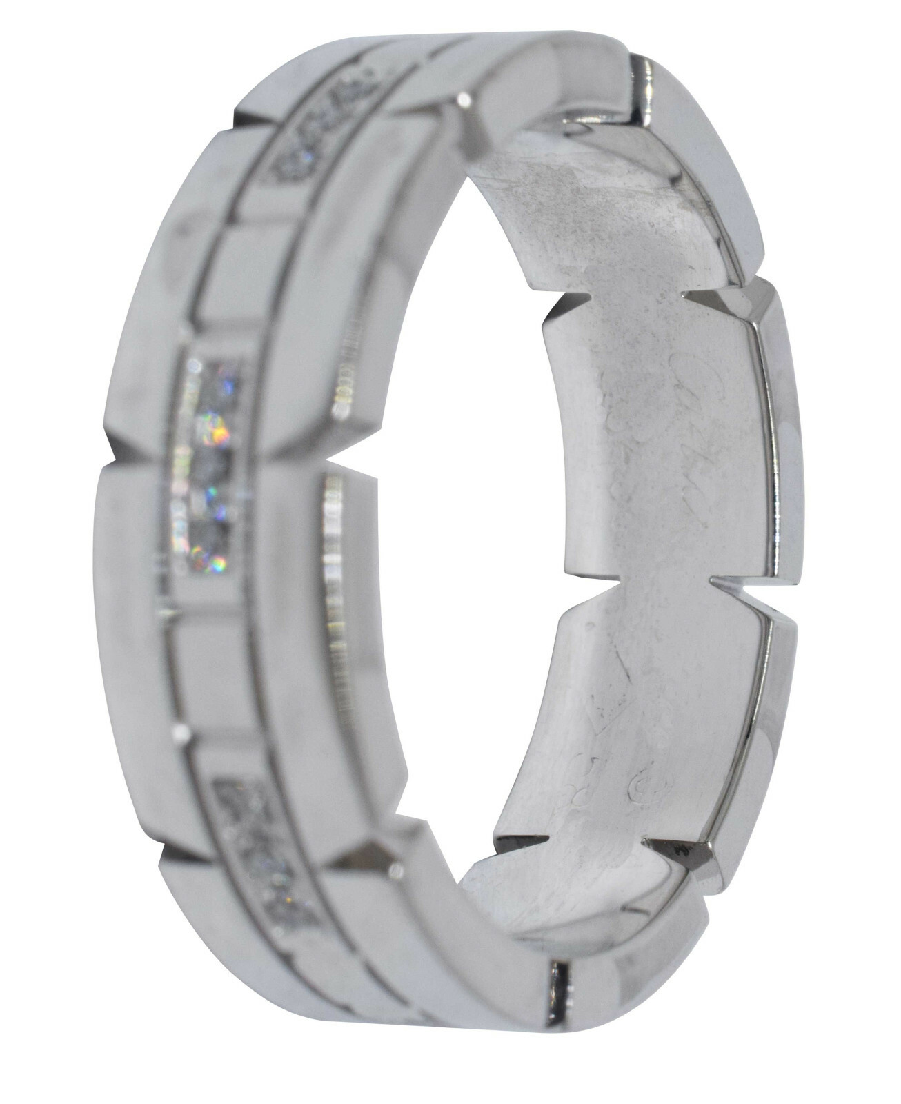 Cartier Tank Francaise Small 18k White Gold Diamond Band Ring Size 58
