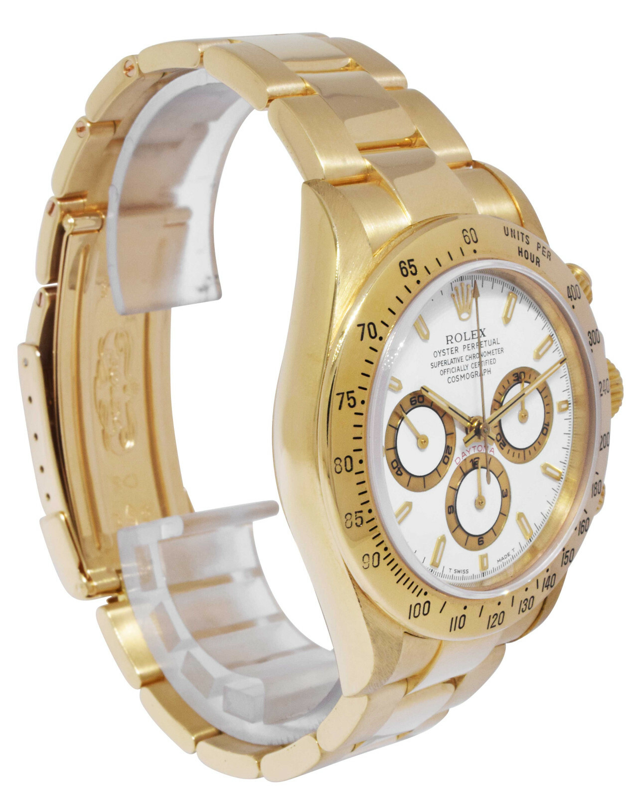 Rolex Daytona Z Movt. Chronograph 18k YG White Dial Mens 40mm Watch /Box  16528