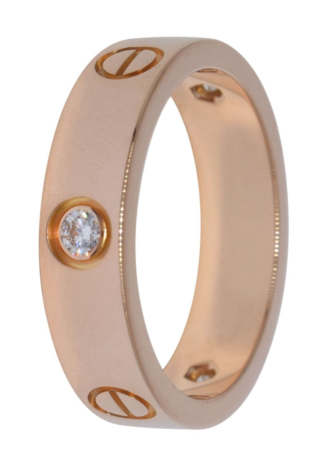 Cartier Love Ring 3 Diamonds 18k Rose Gold Size 62 B4087562