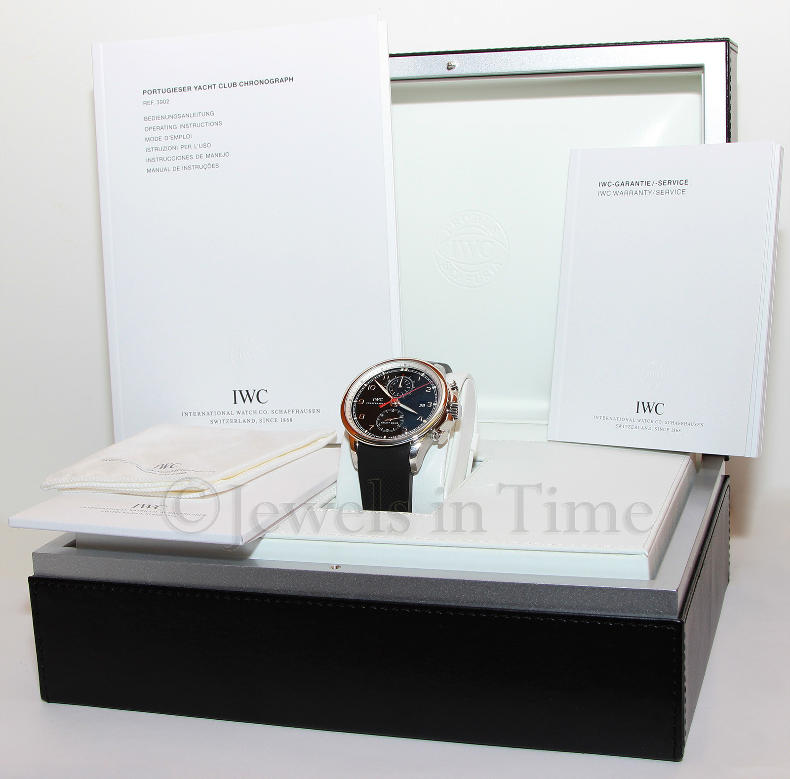 IWC  Portuguese Yacht Club Chronograph Steel Black Dial Watch Box/Papers 3902