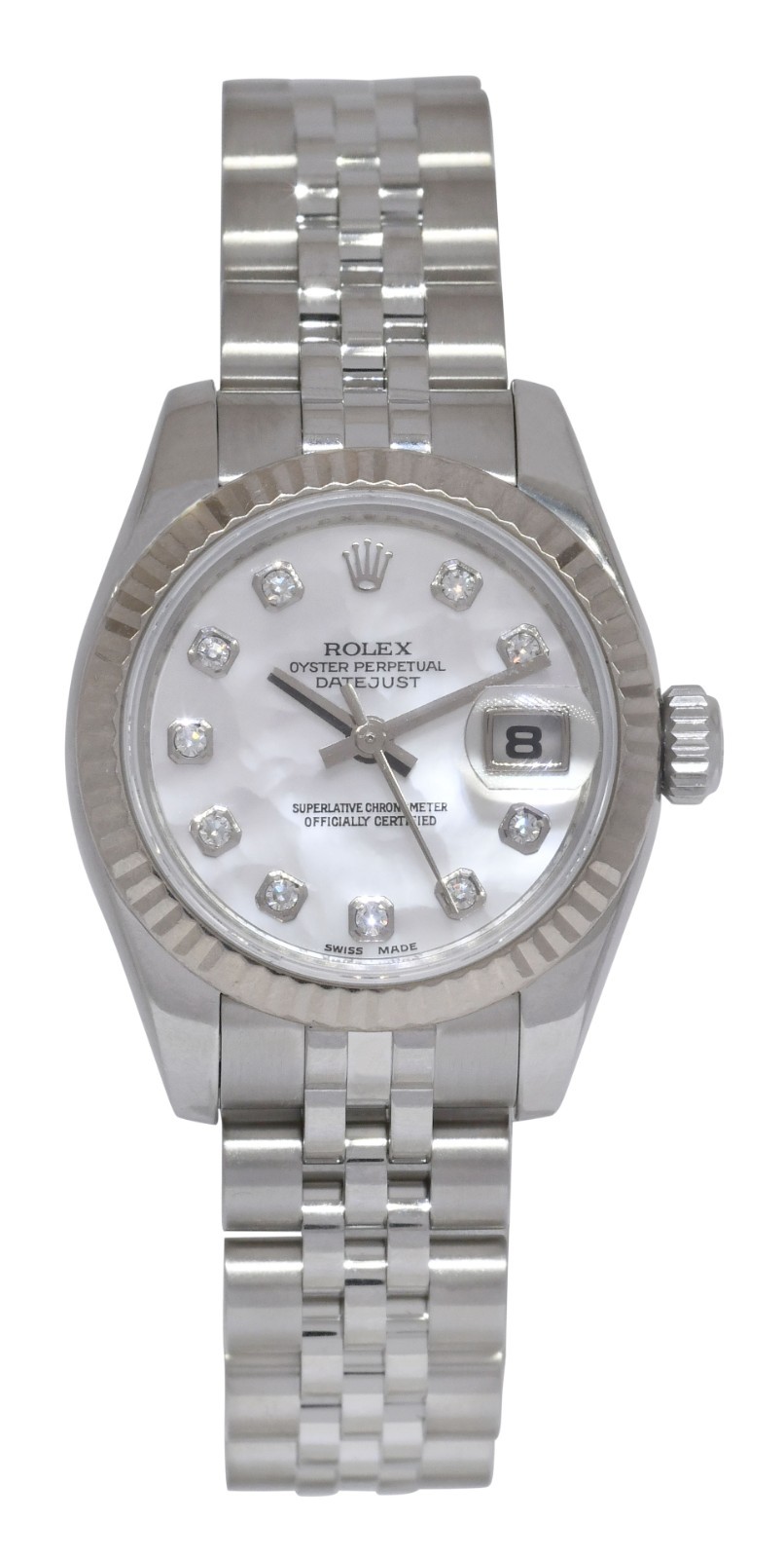 Rolex Datejust Steel/18k Gold Bezel MOP Diamond Dial 26mm Watch Z 179174