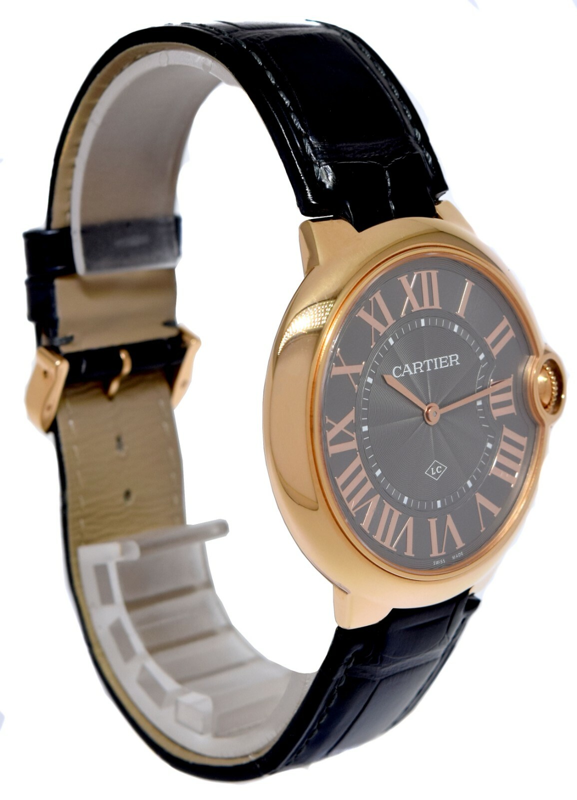 Cartier Ballon Bleu 40mm 18k Rose Gold "LC" Gray Dial Manual Watch B/P WGB0020
