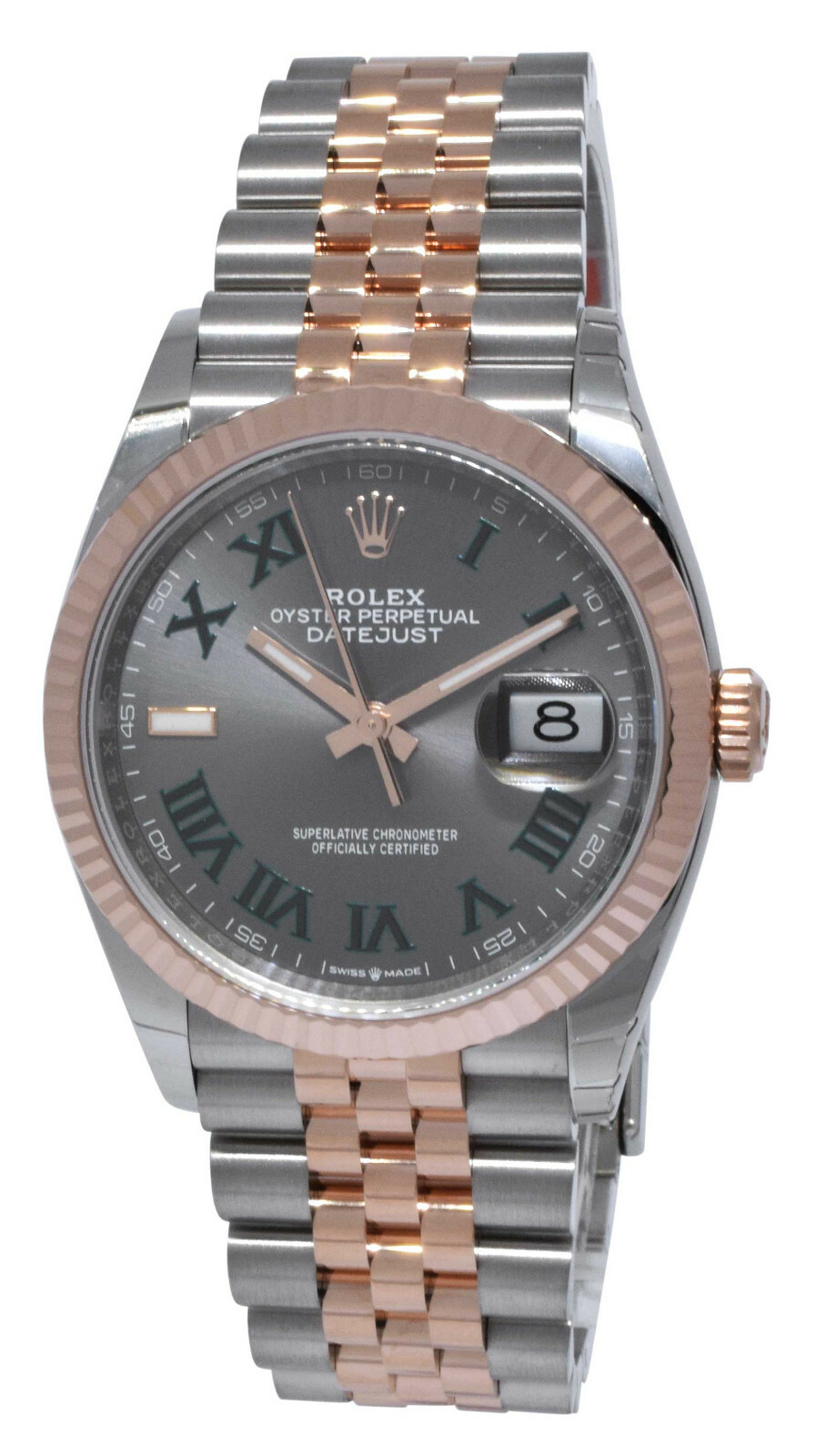 NEW Rolex Datejust 36 18k RG/Steel Wimbledon Gray Dial Watch '21 B/P 126231