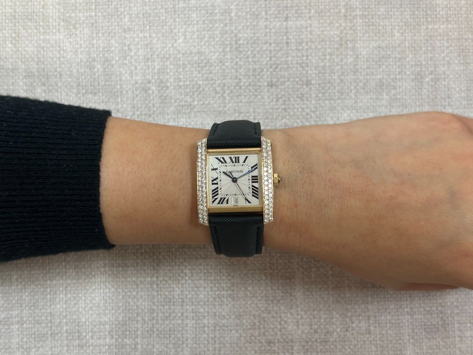 Cartier Tank Francaise Large 18k Yellow Gold Diamond Watch 1840 WE101051