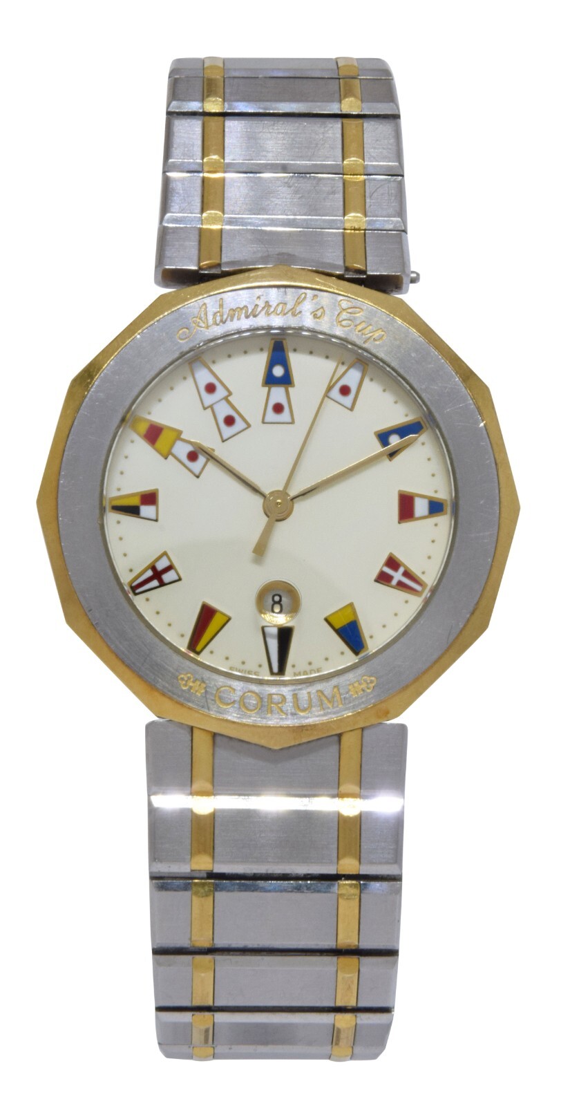Corum Admirals Cup 18k Yellow Gold/Steel Mens 35mm Quartz Watch 99.810.21V52B
