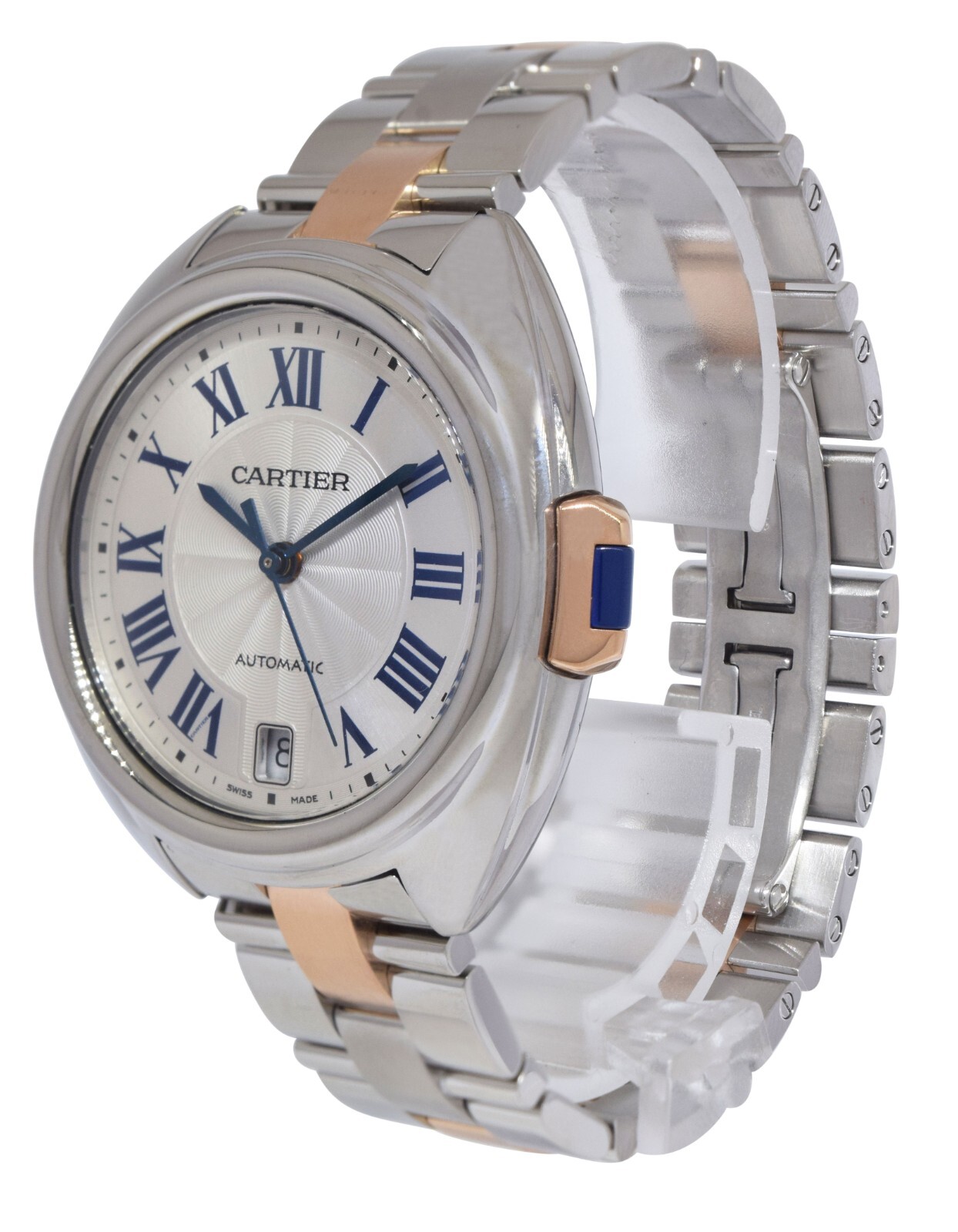 Cartier Cle 18k Rose Gold/Steel Ladies 35mm Automatic Watch W2CL0003 3856