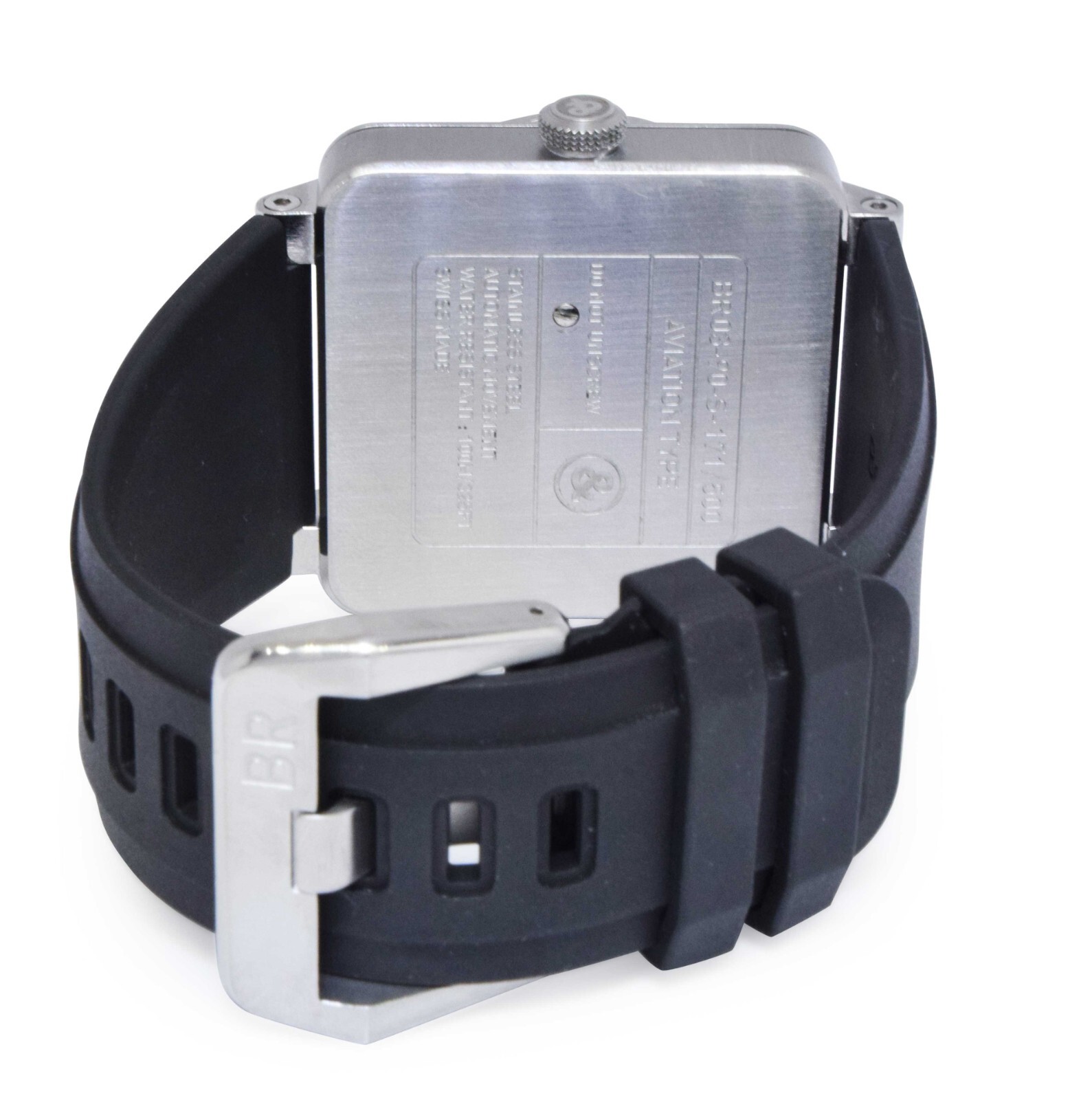 Bell & Ross BR 03-90 B-Rocket Steel Power Reserve Mens 42mm Watch B/P BR0390