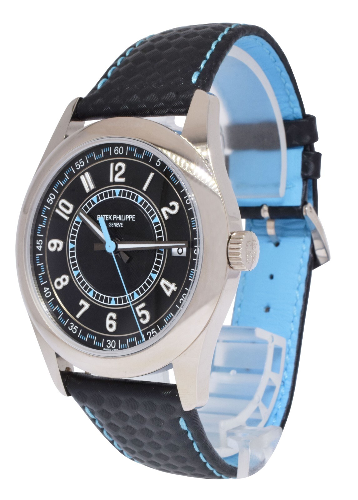 NOS Patek Philippe Calatrava 6007 18k White Gold Blue Accents Watch B/P 6007G