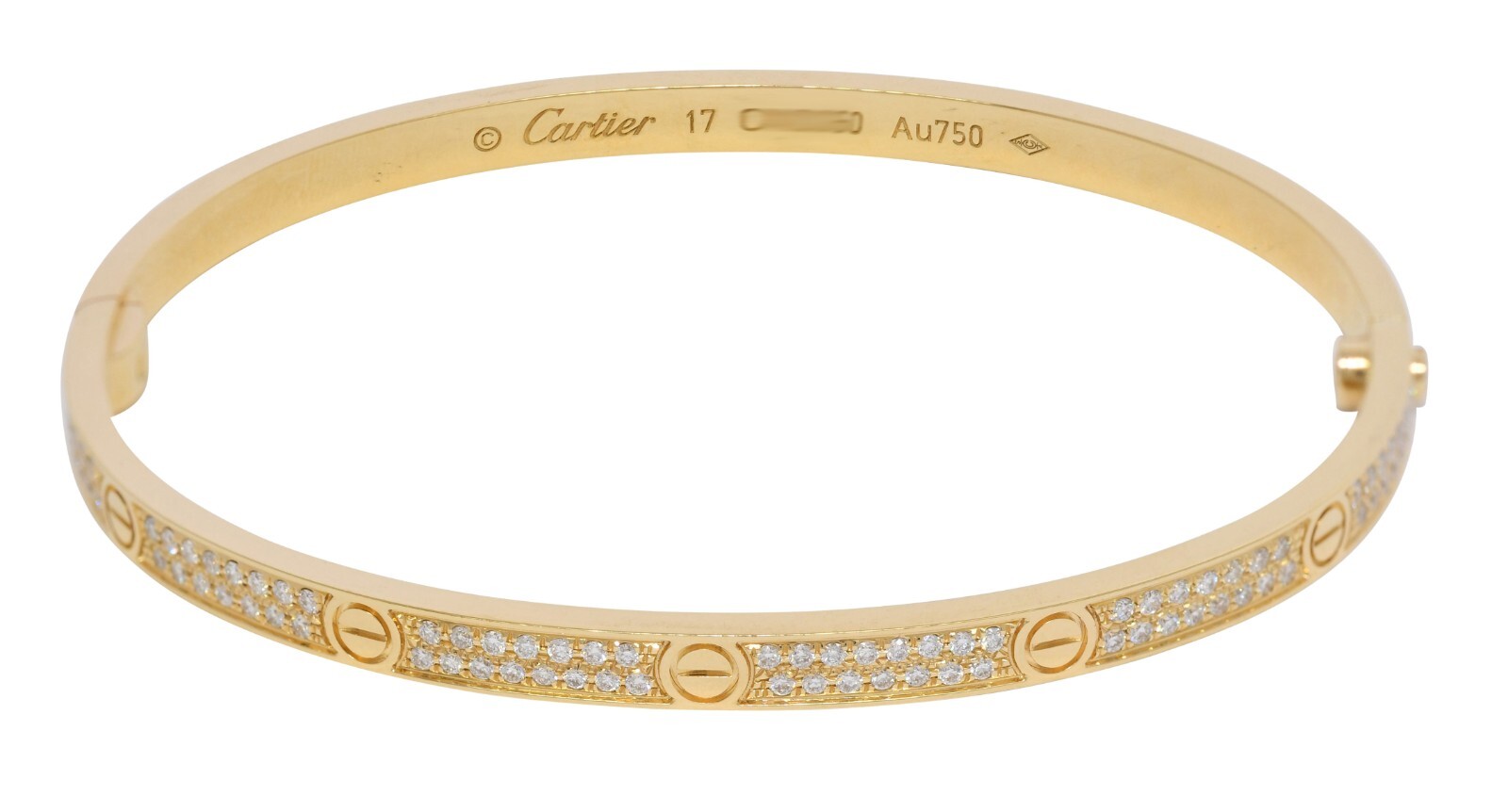 Cartier Love Bracelet Small Size 17cm 18k Yellow Gold Pave Diamond B/P N6726417