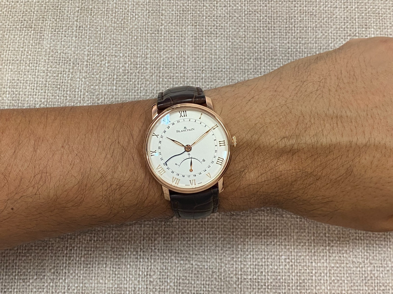 Blancpain Villeret Ultra Slim Rose Gold Retrograde Watch +Card 6653Q-3642-55B