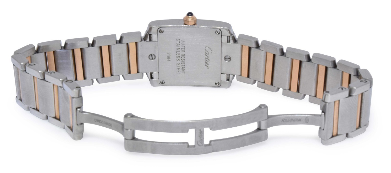 Cartier Tank Francaise Small 18k Rose Gold/Steel Pink MOP Dial Ladies Watch 2384