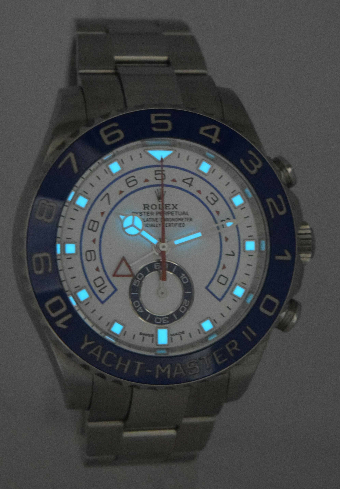 Rolex Yacht-Master II Steel Blue Ceramic Bezel Mens Watch  116680