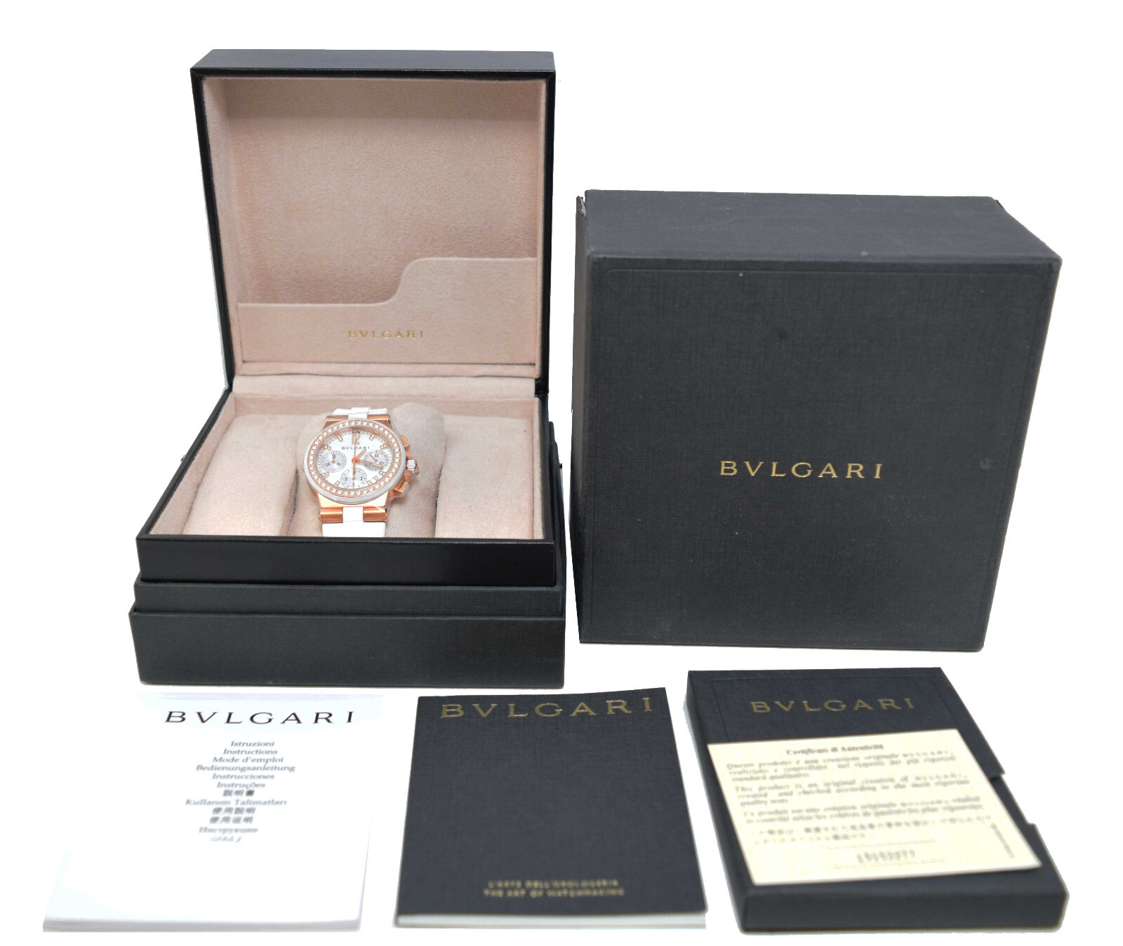 Bvlgari Diagono 18k Rose Gold & Diamond Ladies Automatic Watch B/P DGP35GVCH