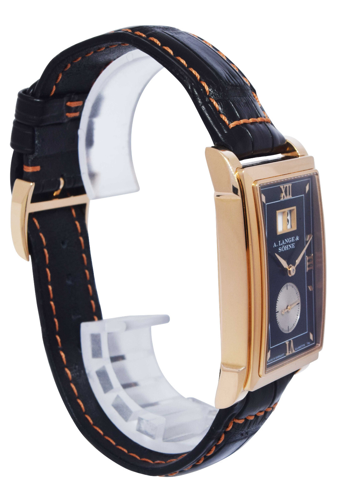 A. Lange & Sohne Cabaret 18k Rose Gold Black Dial Big Date Mens Watch 107.031
