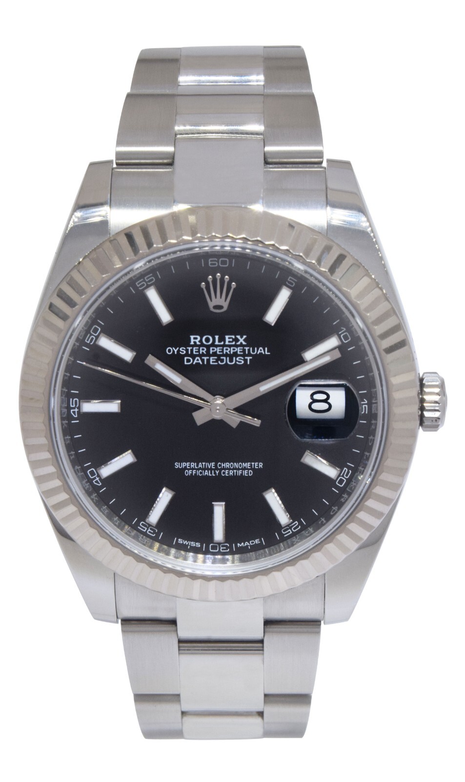 Rolex Datejust 41 Steel & Gold Bezel Black Dial Oyster Watch +Card '18 126334