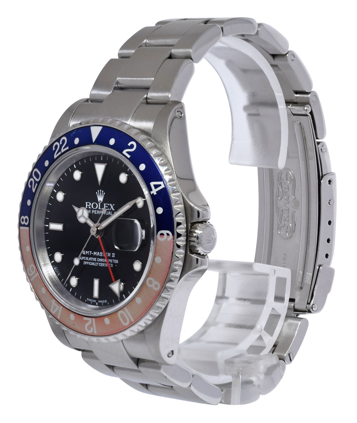 Rolex GMT-Master II Steel Blue/Red Faded Pepsi Bezel Mens 40mm Watch Y 16710