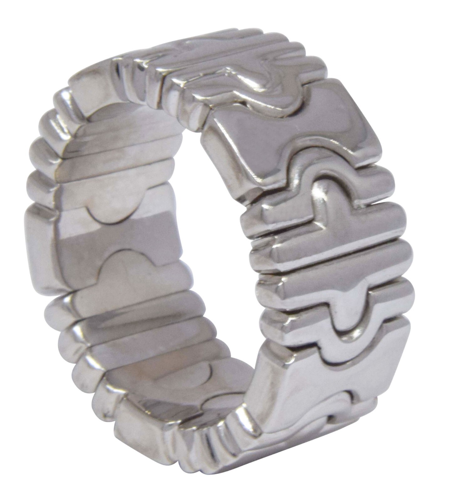 Bvlgari Parentesi 18k White Gold Band Ring Size 4.75 Open Design