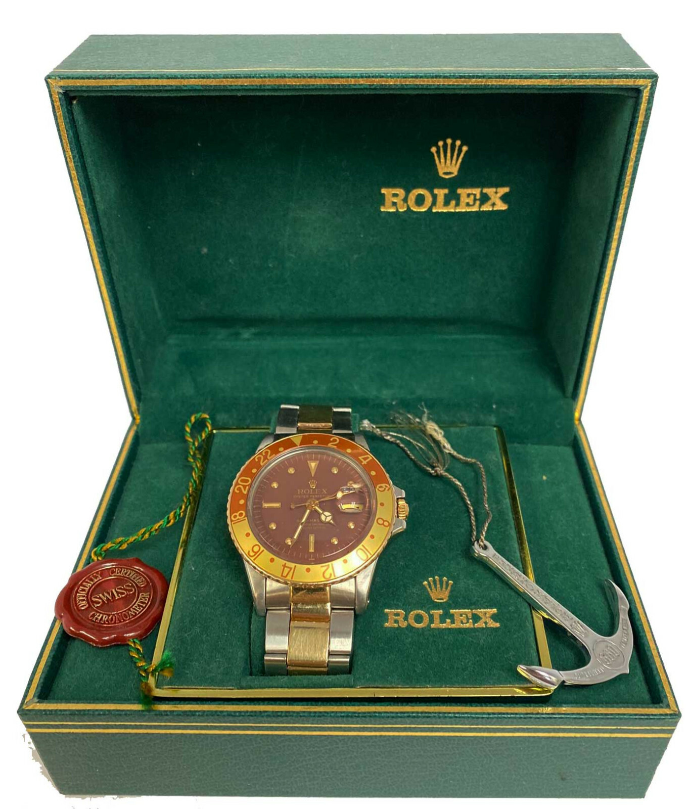 Rolex GMT-Master 14k YG/Steel Brown Dial Root Beer Mens 40mm '69 Watch 1675