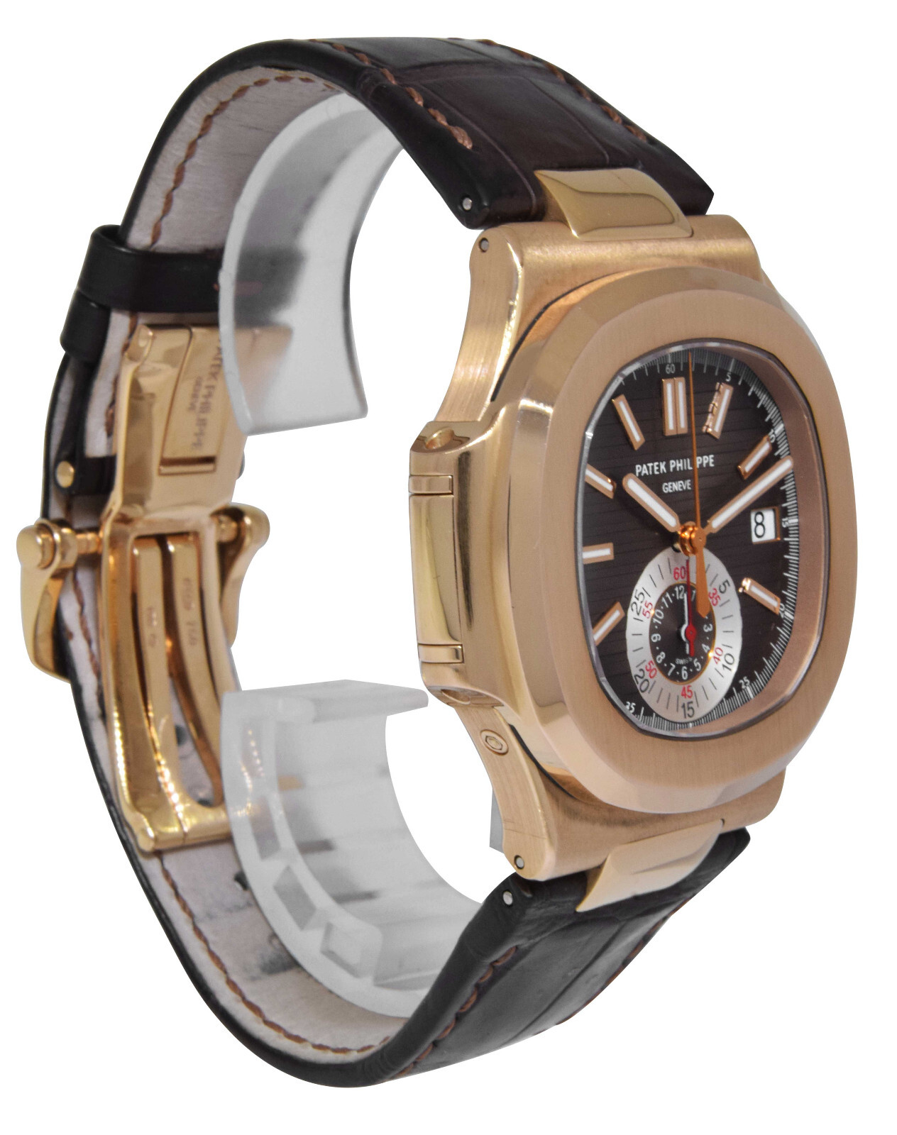 Patek Philippe 5980 Nautilus Chronograph 18k Re Gold Chocolate B/Ps '10 5980R