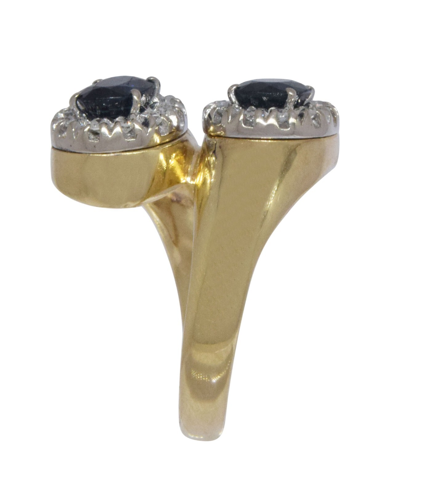 Bypass Sapphire & Diamond 18k Yellow Gold Ladies Ring Size 7