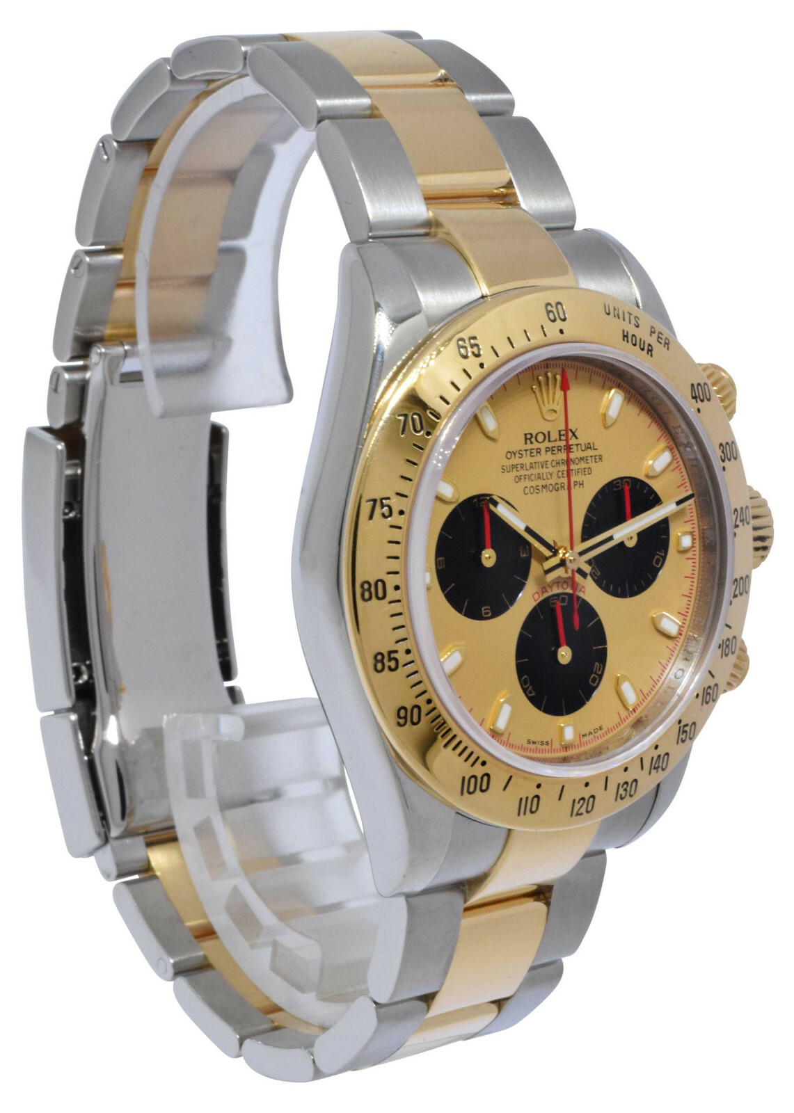 Rolex Daytona Chronograph 18k Yellow Gold/Steel Champagne Dial 40mm Watch 116523