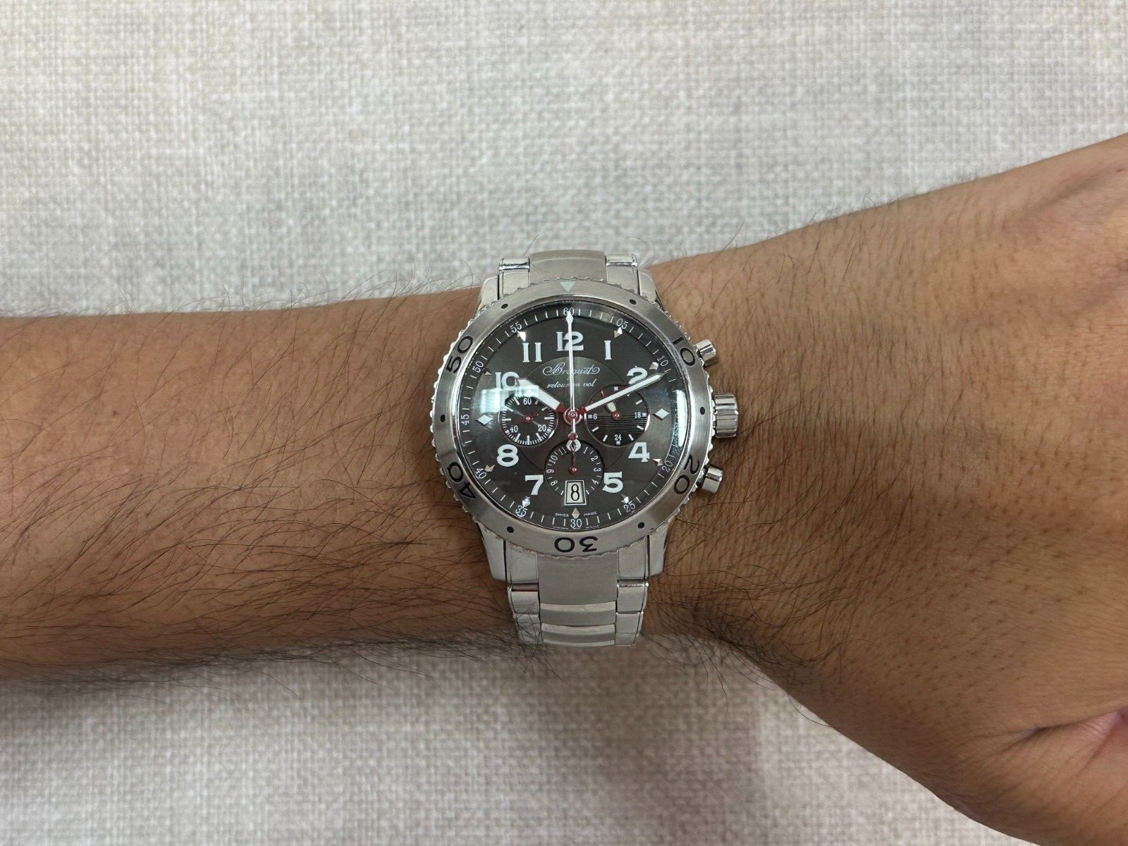 Breguet Type XXI Transatlantique Flyback Chronograph Steel Mens 43mm Watch 3810