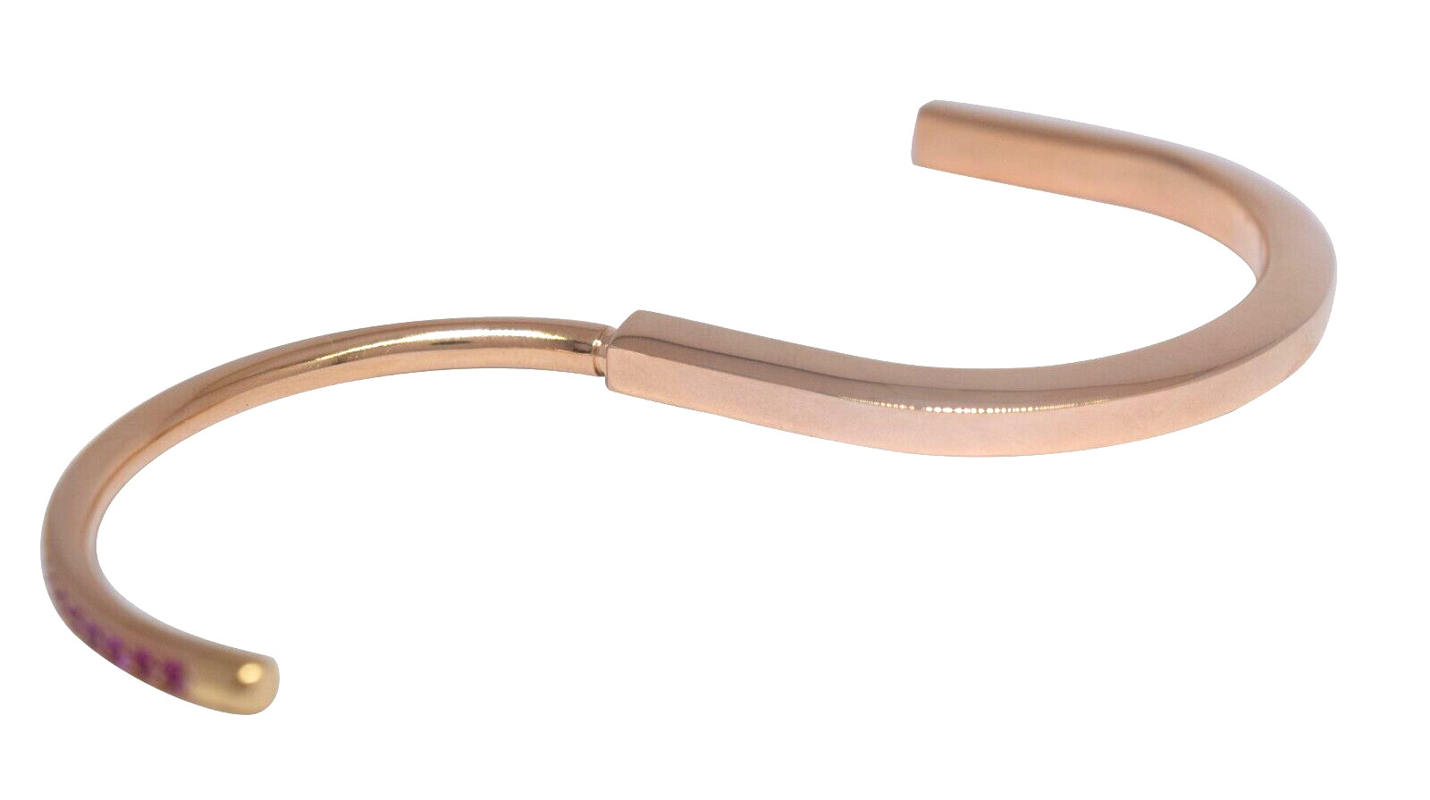 Tiffany & Co. Tiffany Lock Bangle 18k Rose Gold Pink Sapphires Bracelet Medium Tiffany & Co. Tiffany Lock Bangle 18k Rose Gold Pink Sapphires Bracelet Medium