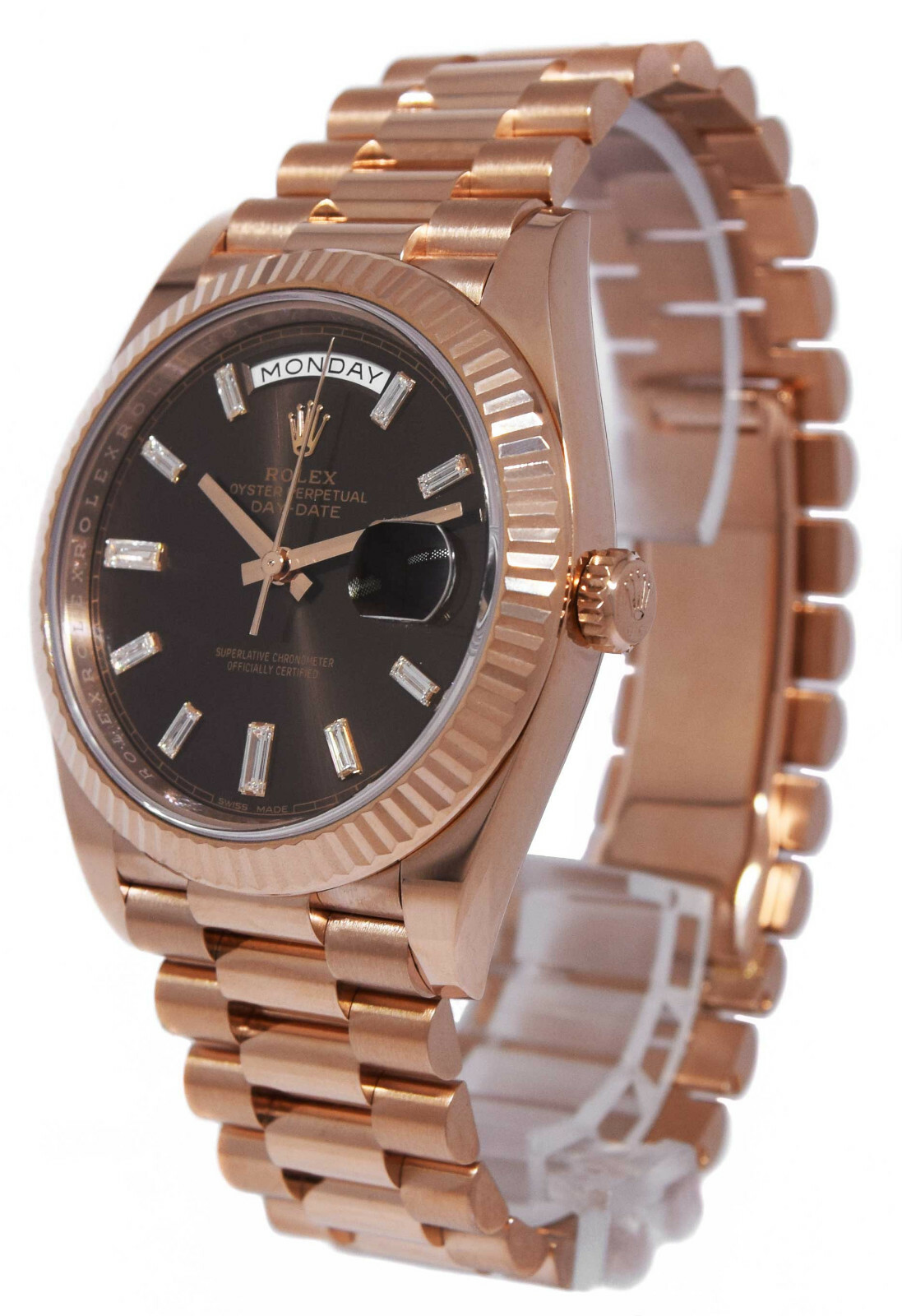 Rolex Day-Date 40 18k RG Chocale & Diamond Dial Mens Watch Box/Papers '18 228235