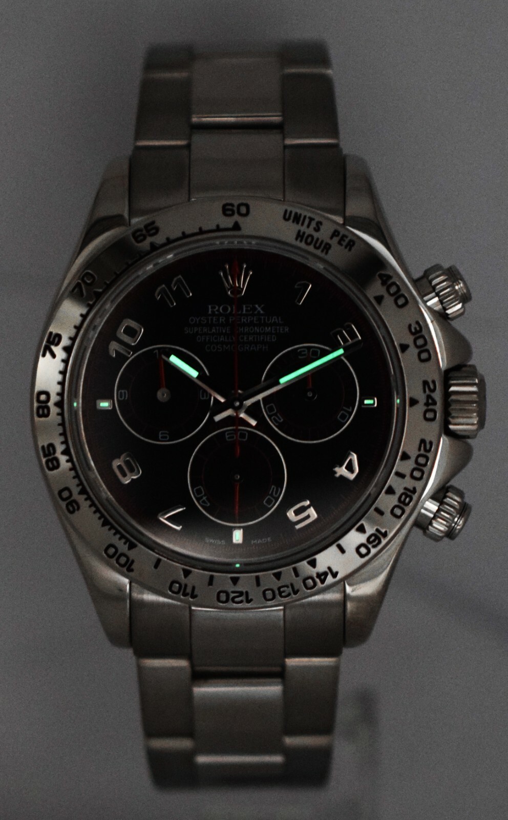 Rolex Daytona Chronograph 18k White Gold Black Dial Watch Z 116509