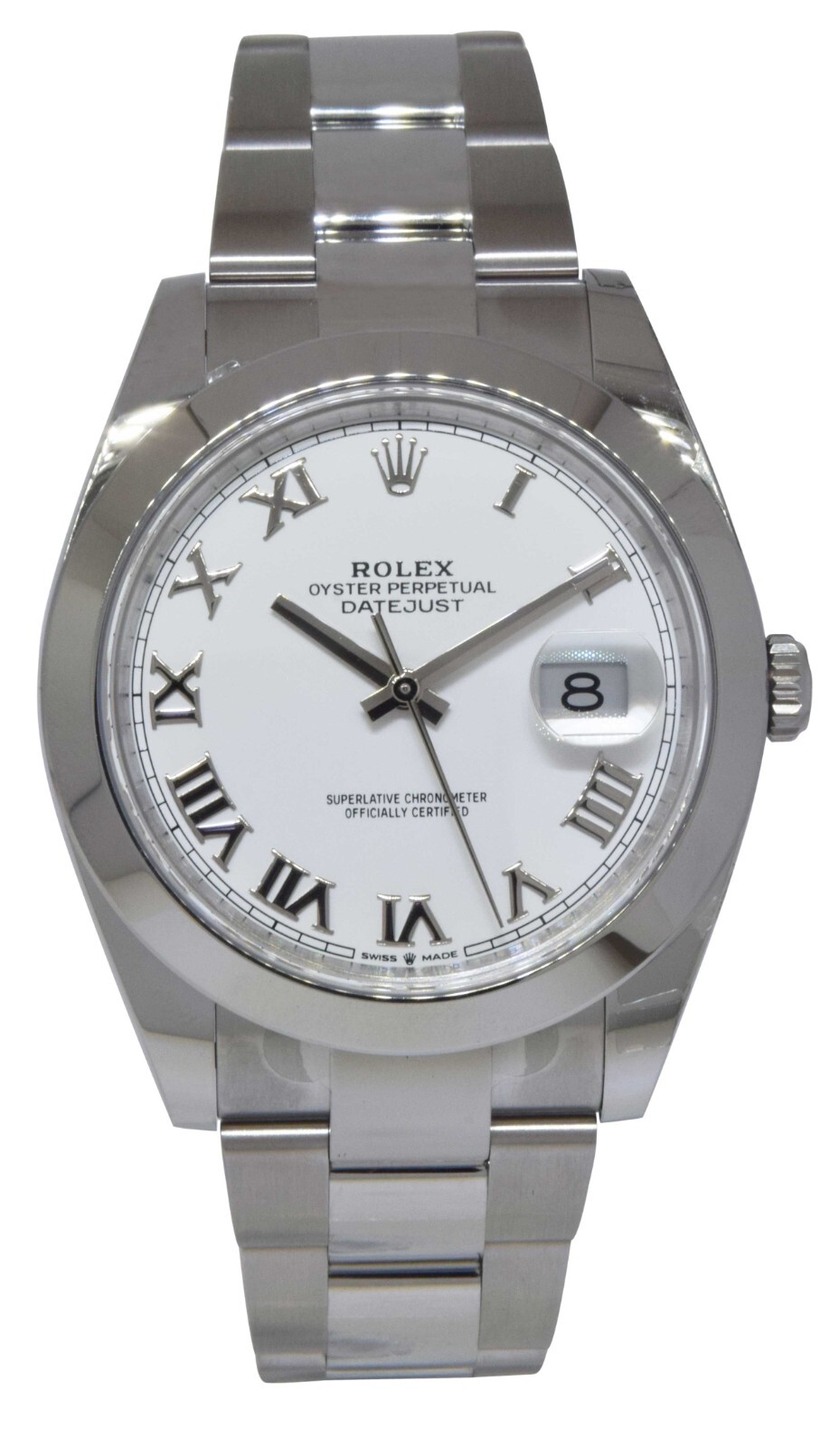 NEW Rolex Datejust 41 Steel White Dial Oyster Bracelet Mens Watch B/P '22 126300