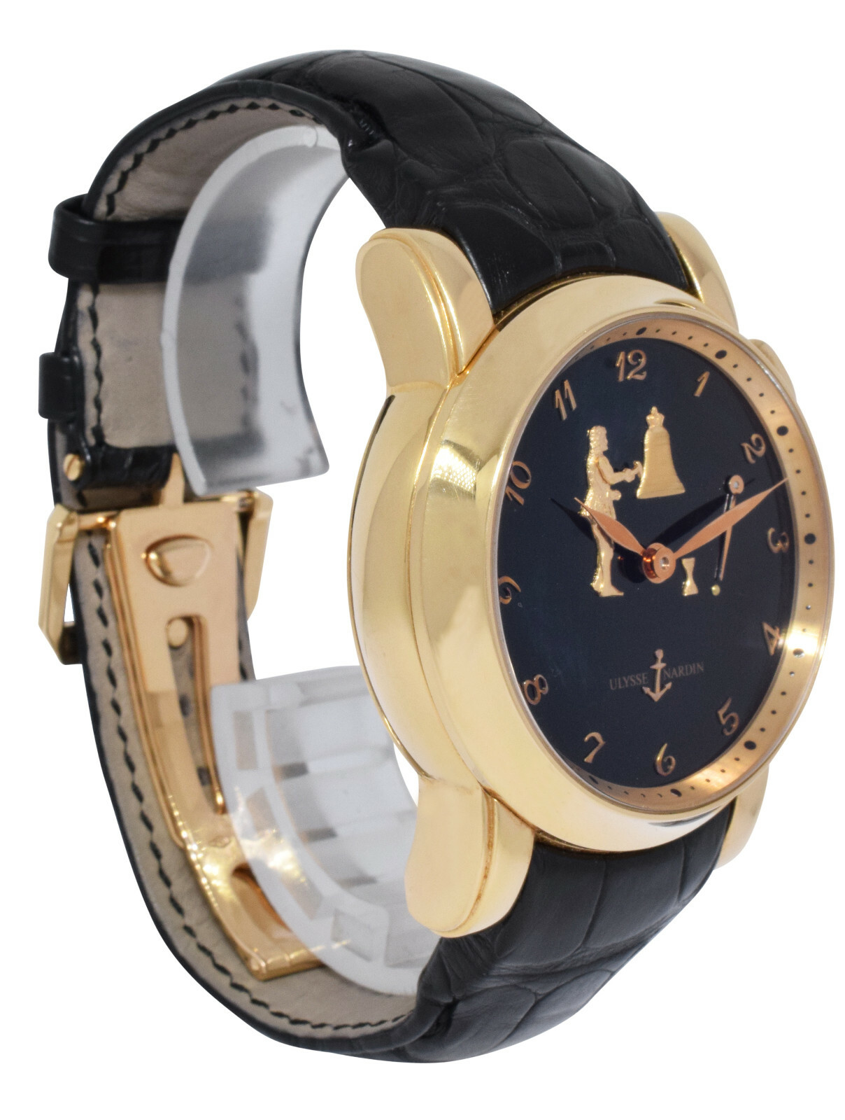Ulysse Nardin Sonata Hourstricker 18k Rose Gold Black dial 42mm B/P 756-88