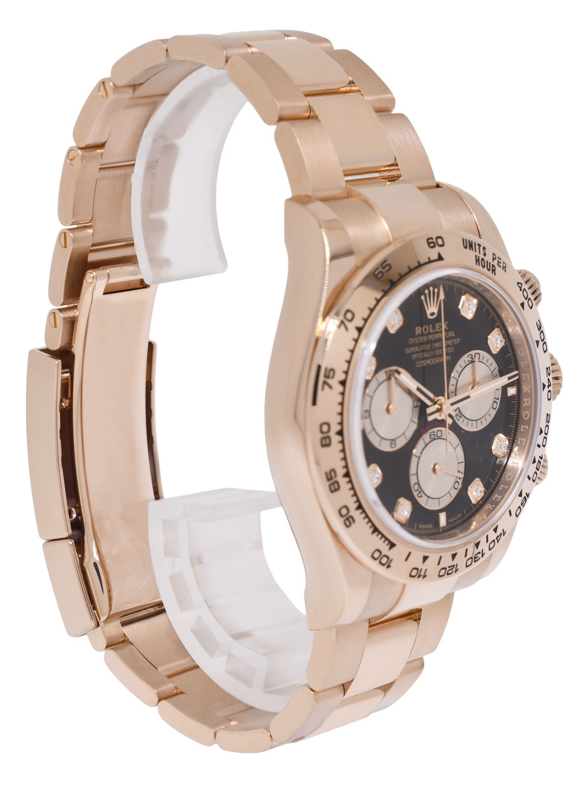 NOS Rolex Daytona 18k Rose Gold Black/Sundust Diamond Dial Watch B/P '24 126505