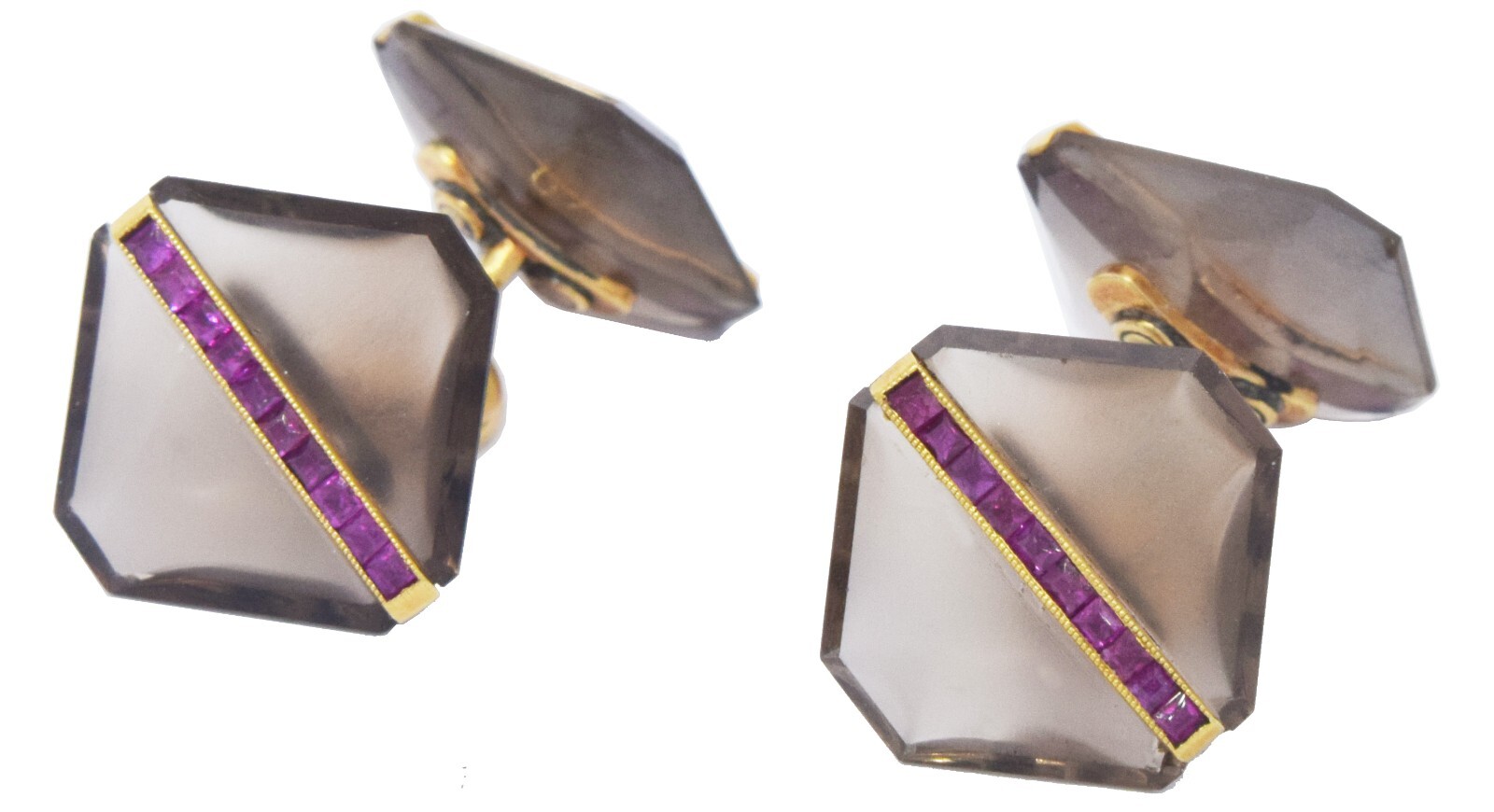 Tuxedo Set 14k Yellow Gold and Ruby Cufflinks & Studs