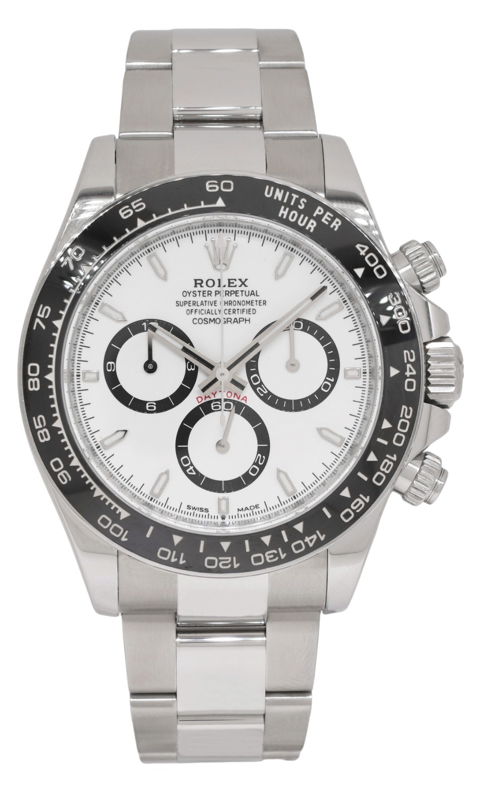 Rolex Daytona Steel & Ceramic Bezel White Dial 40mm Watch +Card '24 126500
