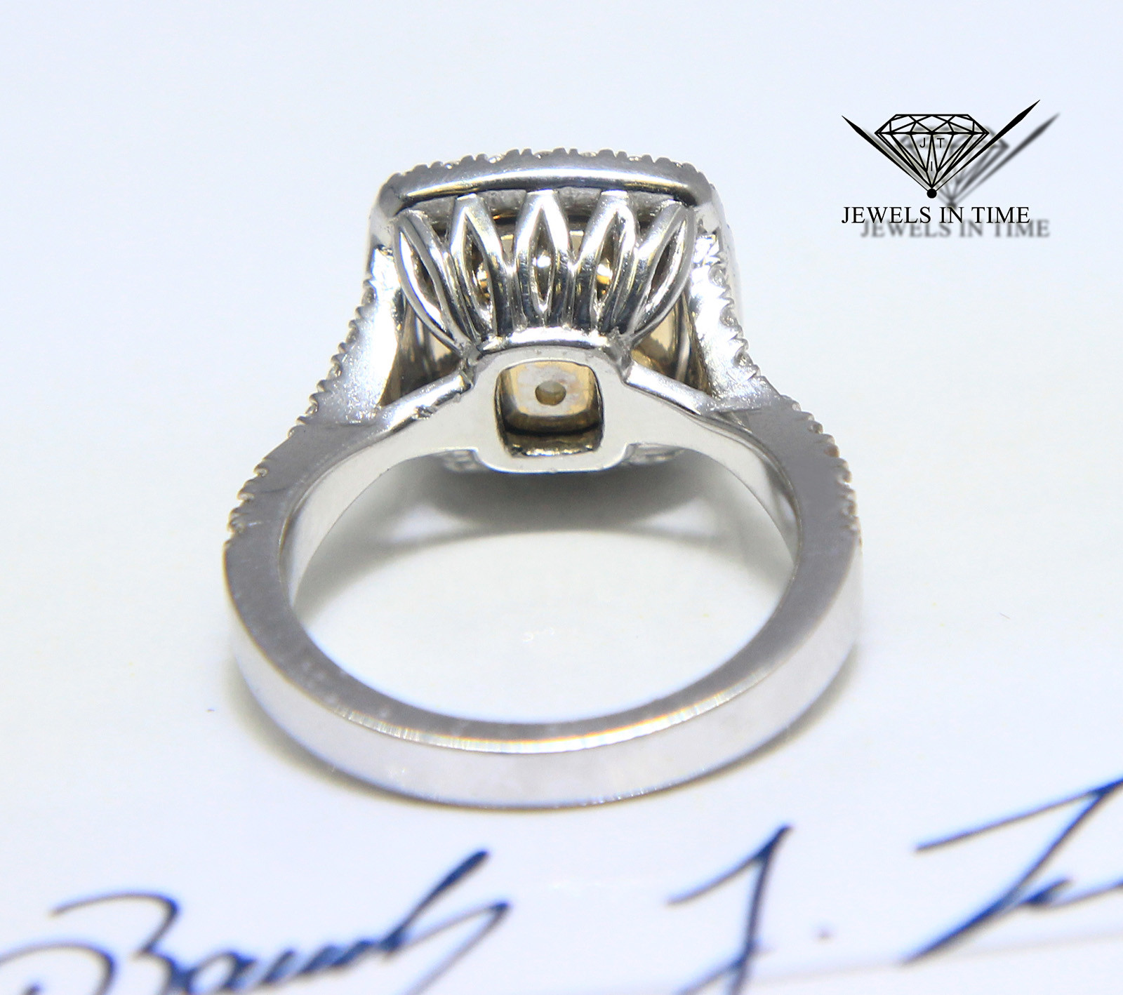 4.52 Carat Fancy Yellow Cushion Brilliant Diamond Platinum Ring Size 6.5 EGL USA 4.52 Carat Fancy Yellow Cushion Brilliant Diamond Platinum Ring Size 6.5 EGL USA