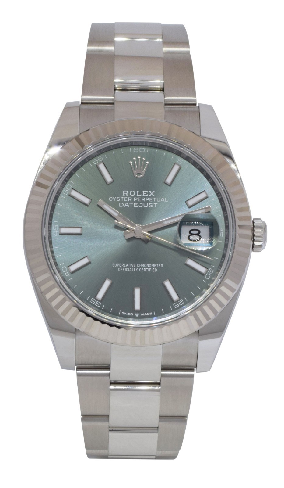 NEW Rolex Datejust 41 Steel & 18k WG Bezel Mint Green Dial Watch B/P '25 126334